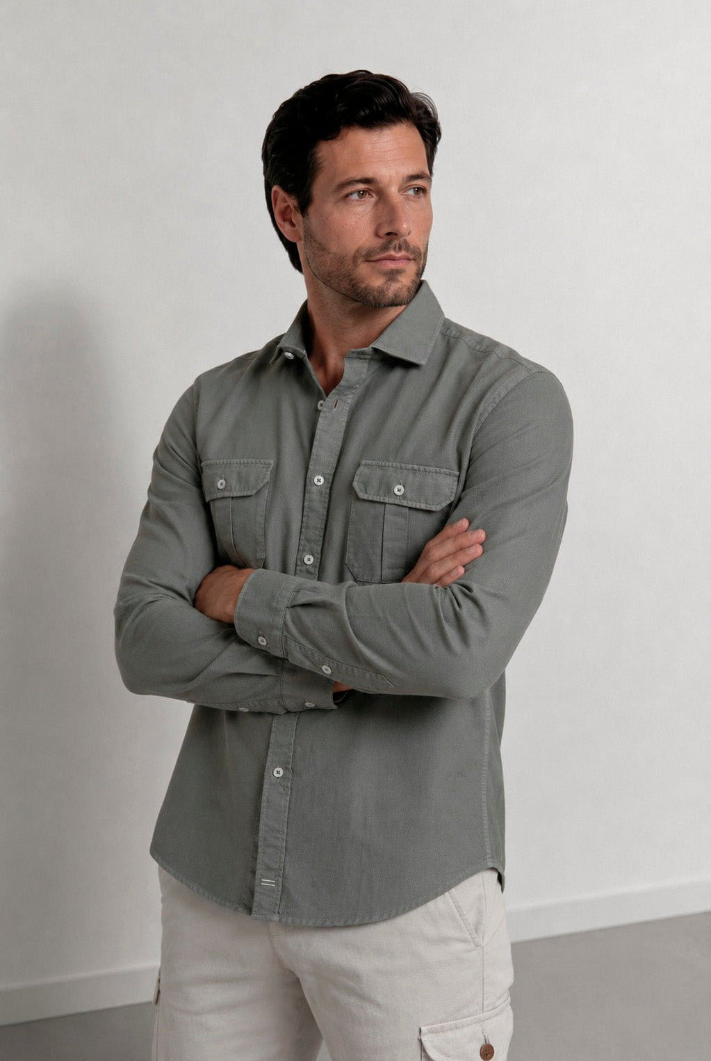 Camisa Dean Colmena Sahara Gris - Sohhan