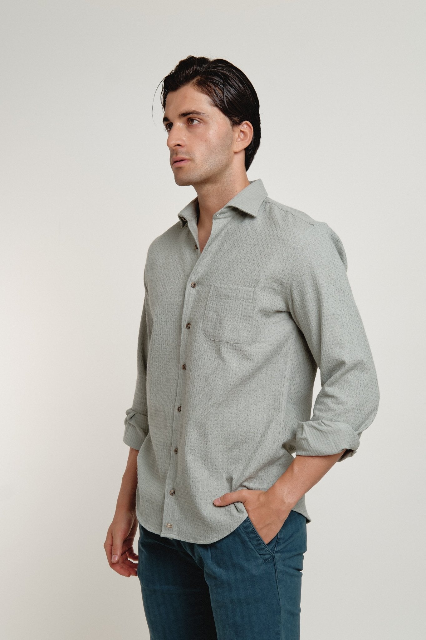 Camisa Estructura Arppi Un Bolsillo Verde - Sohhan