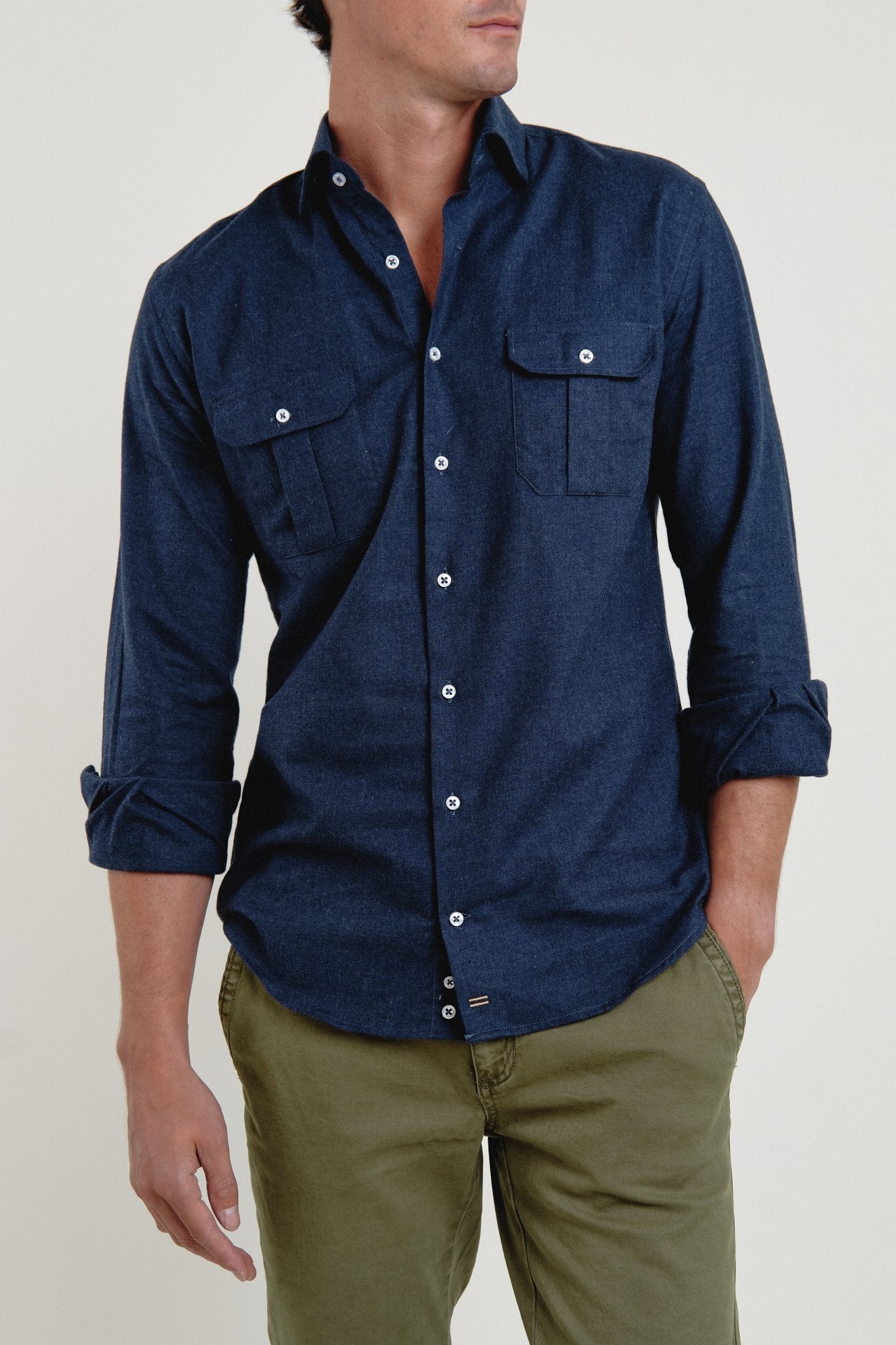 Camisa Franela Ember Sáhara Marino - Sohhan