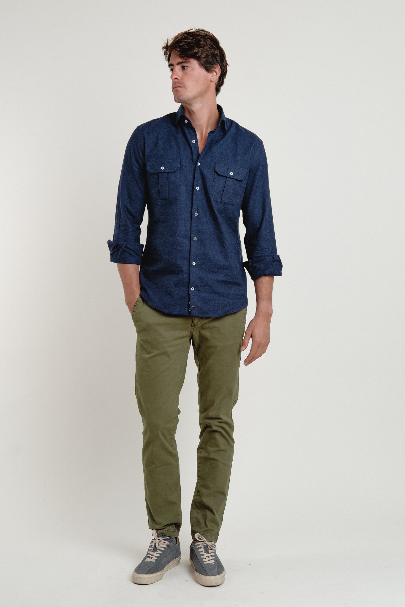 Camisa Franela Ember Sáhara Marino - Sohhan