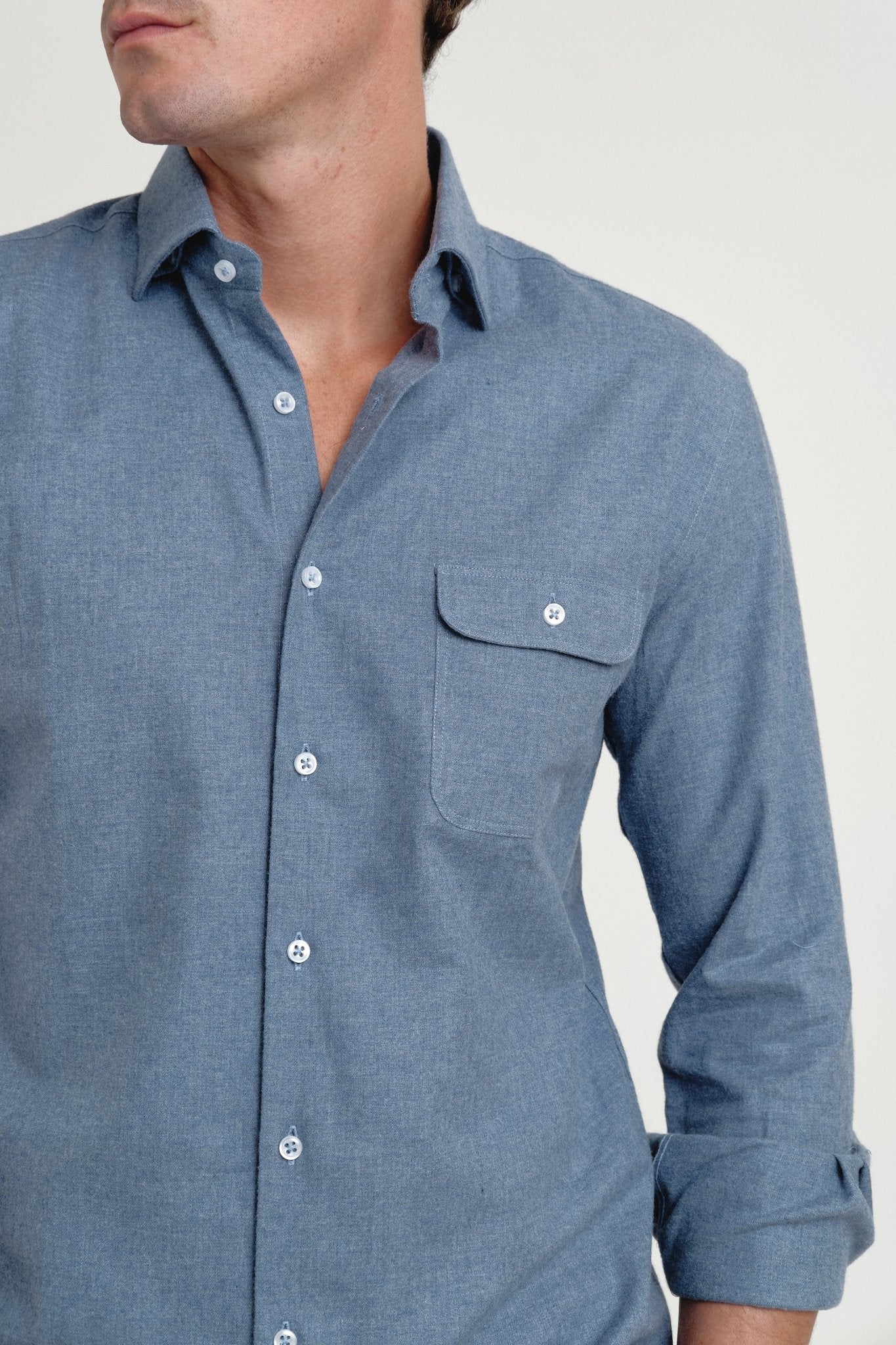 Camisa Franela Ember Un Bolsillo Azul - Sohhan