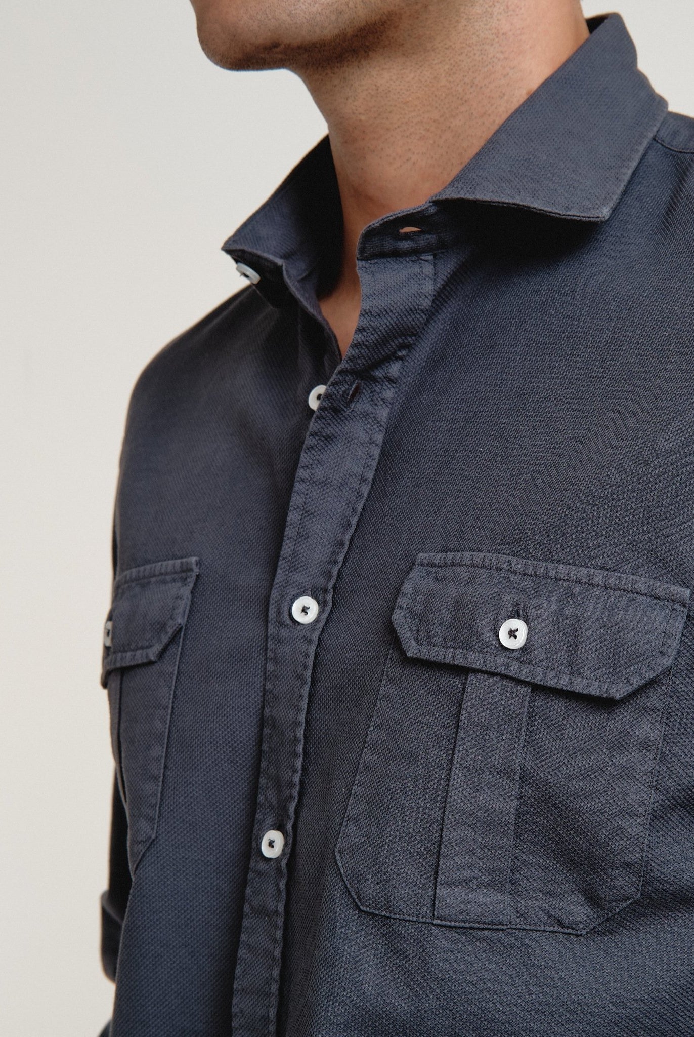 Camisa Harper Estructura Sahara Marino - Sohhan