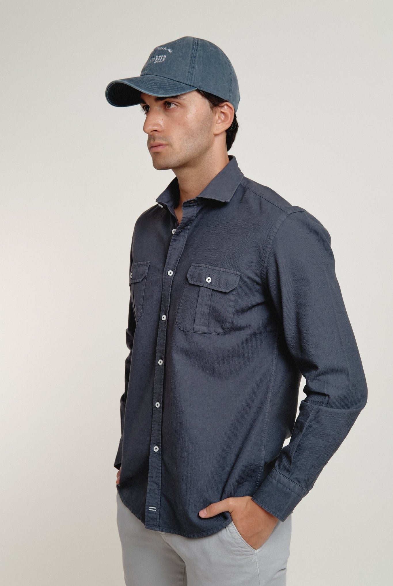 Camisa Harper Estructura Sahara Marino - Sohhan