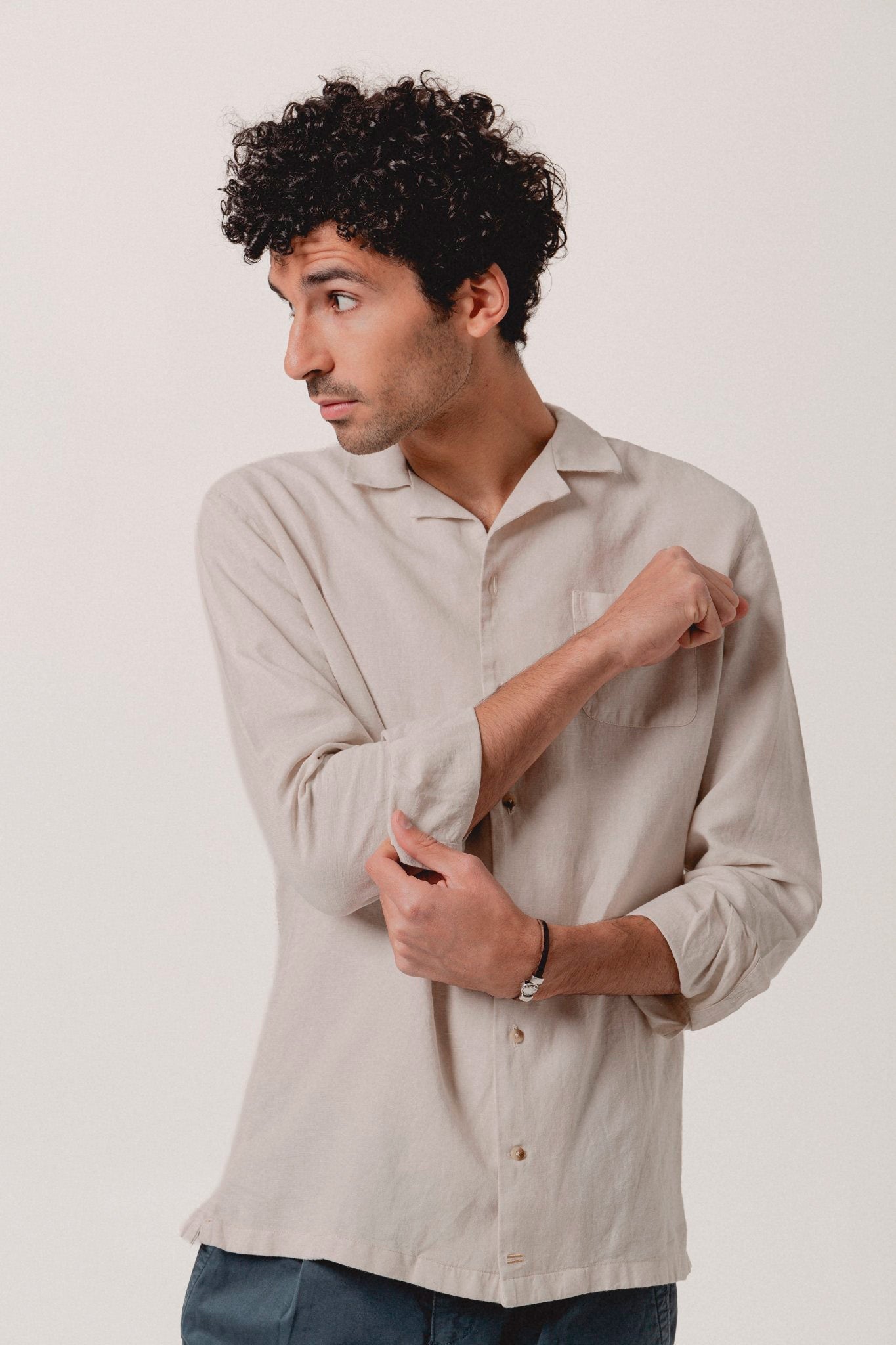 Camisa Lino Hawaiana Duncan Crudo - Sohhan