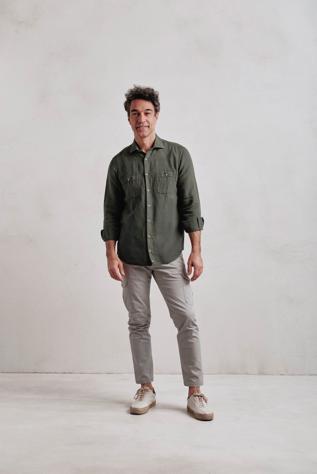 Camisa Lino Lucca Sahara Verde - Sohhan