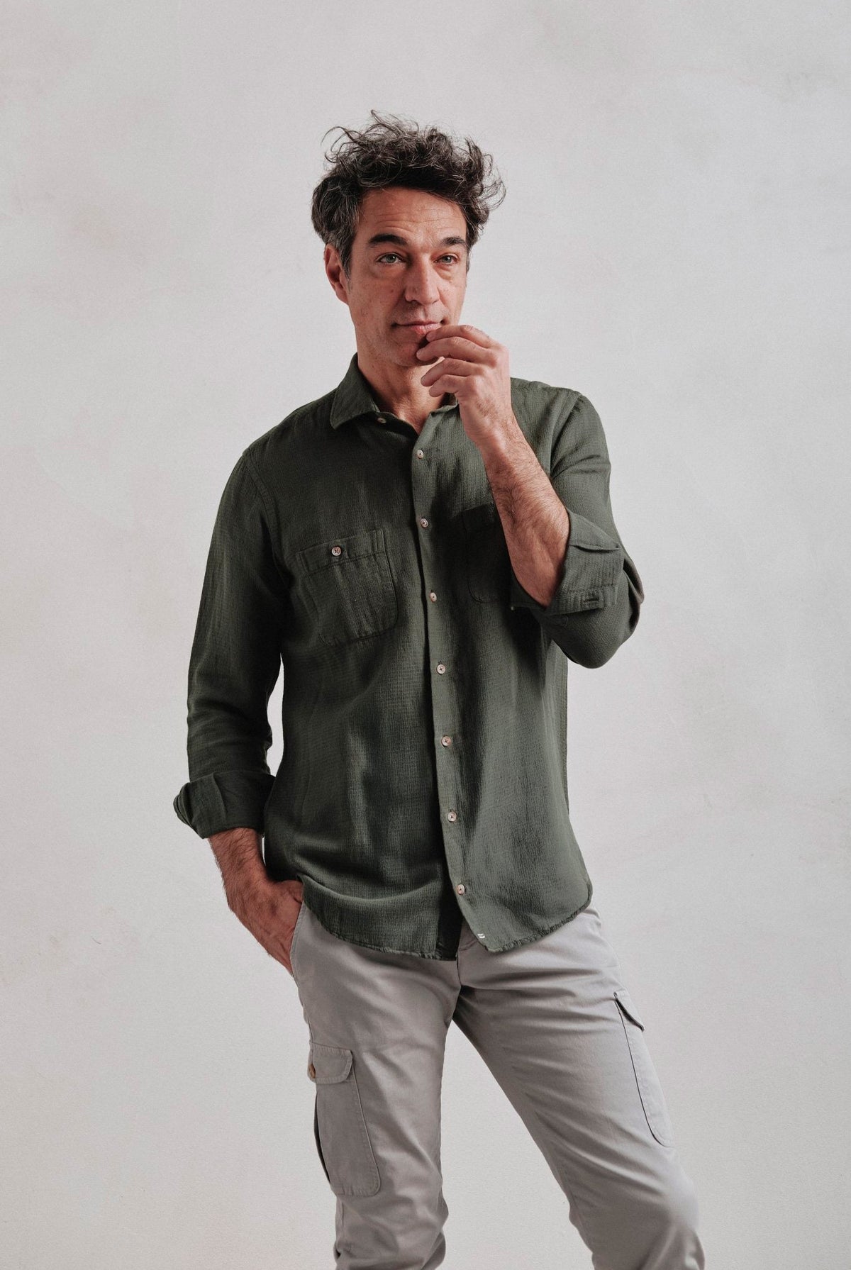 Camisa Lino Lucca Sahara Verde - Sohhan