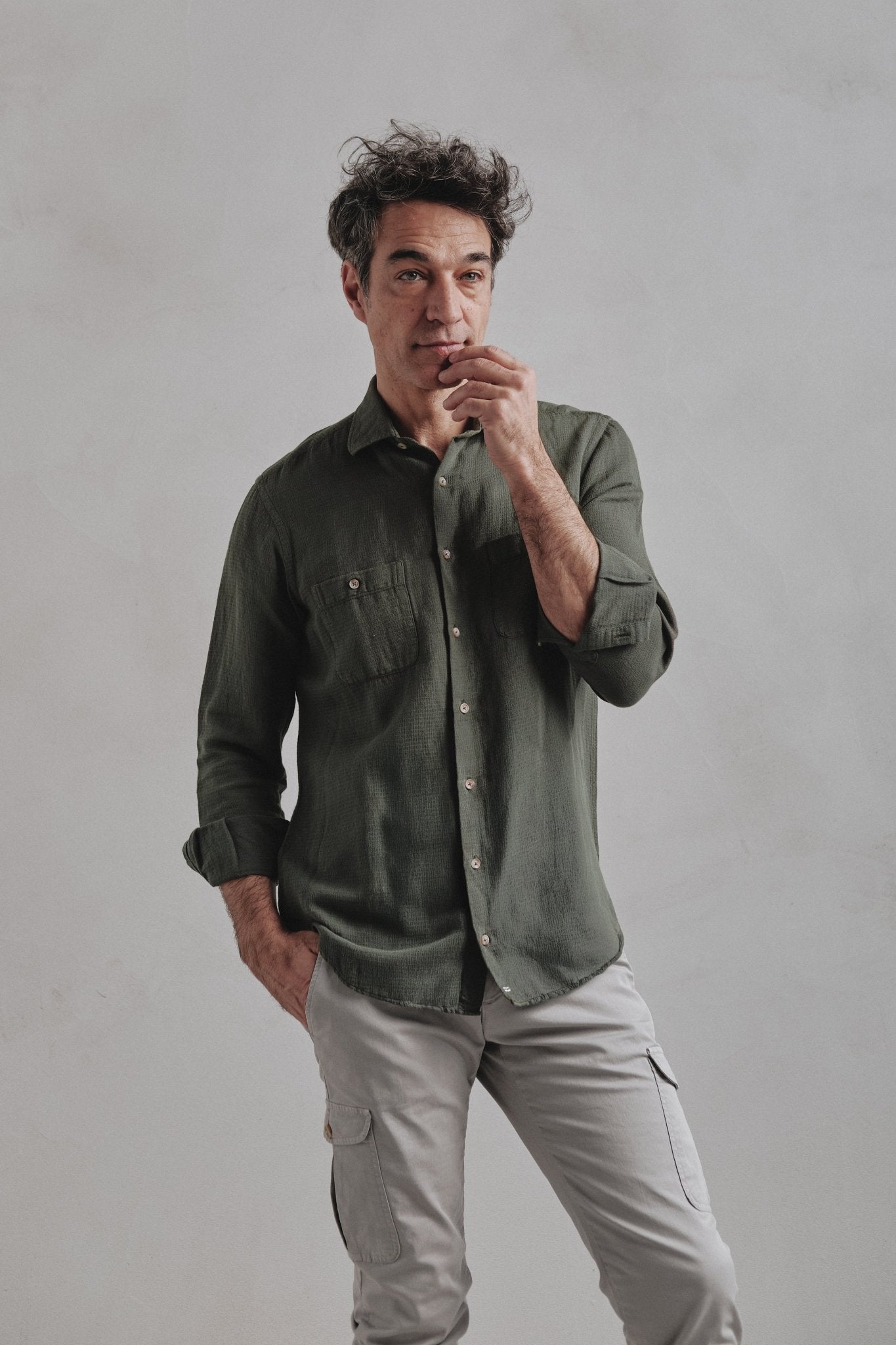 Camisa Lino Lucca Sahara Verde - Sohhan