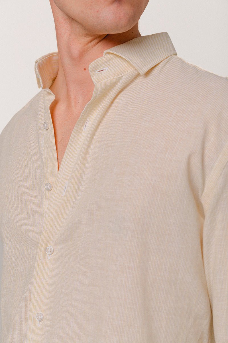 Camisa Lino Mil Rayas Amarillo - Sohhan