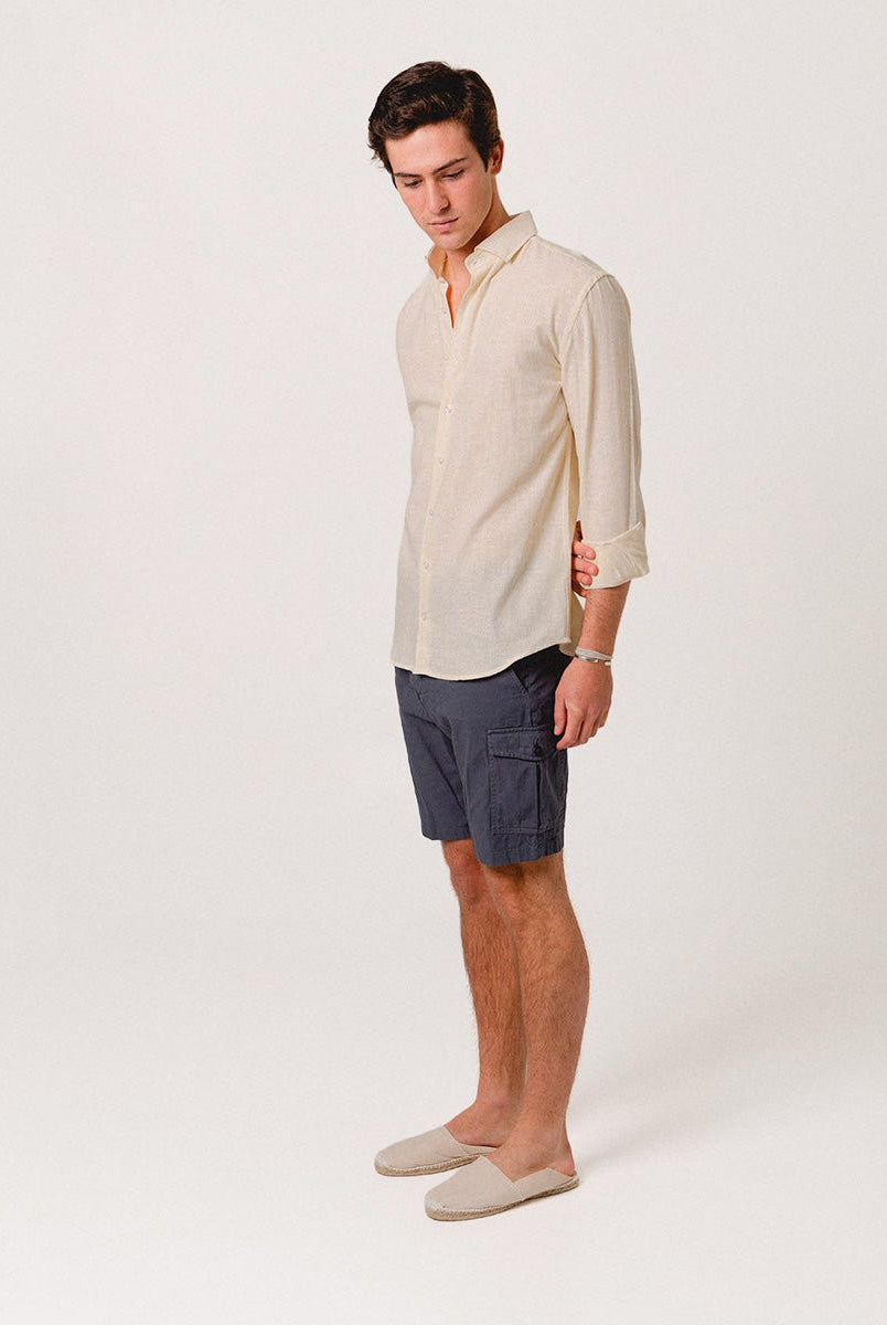 Camisa Lino Mil Rayas Amarillo - Sohhan