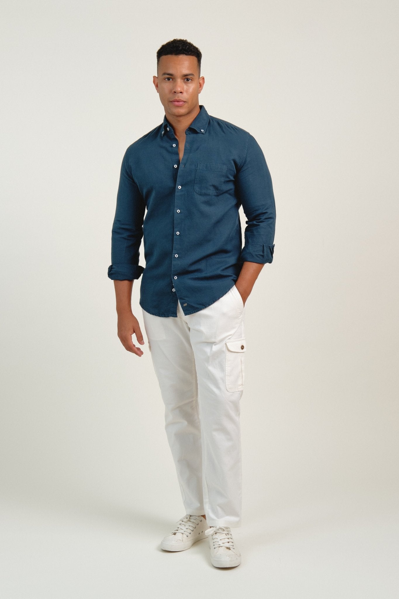 Camisa Lino Navagio Marino - Sohhan