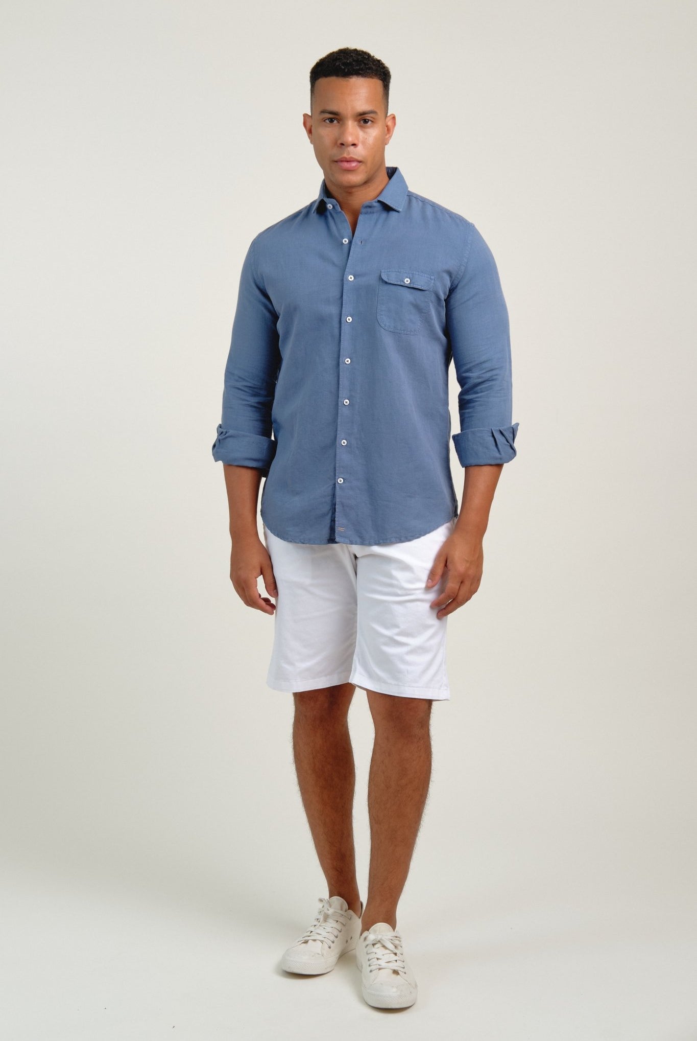 Camisa Lino Portofino Azul - Sohhan