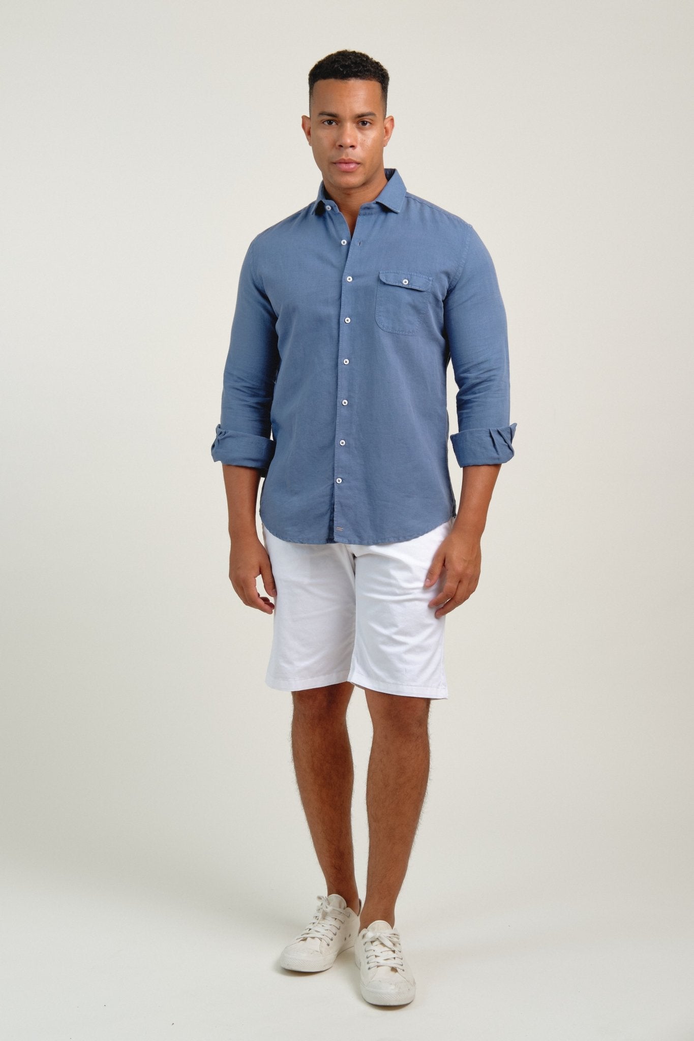 Camisa Lino Portofino Azul - Sohhan