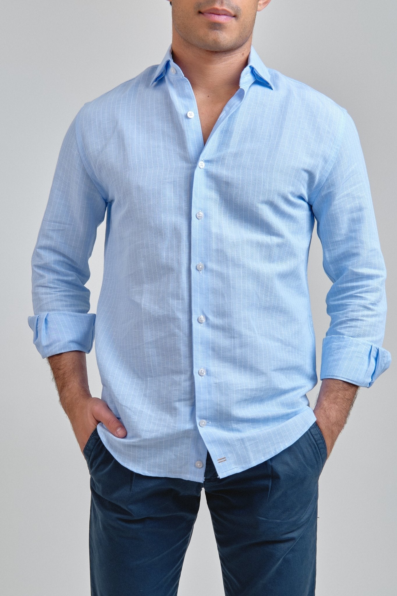 Camisa Lino Sorrento Celeste - Sohhan