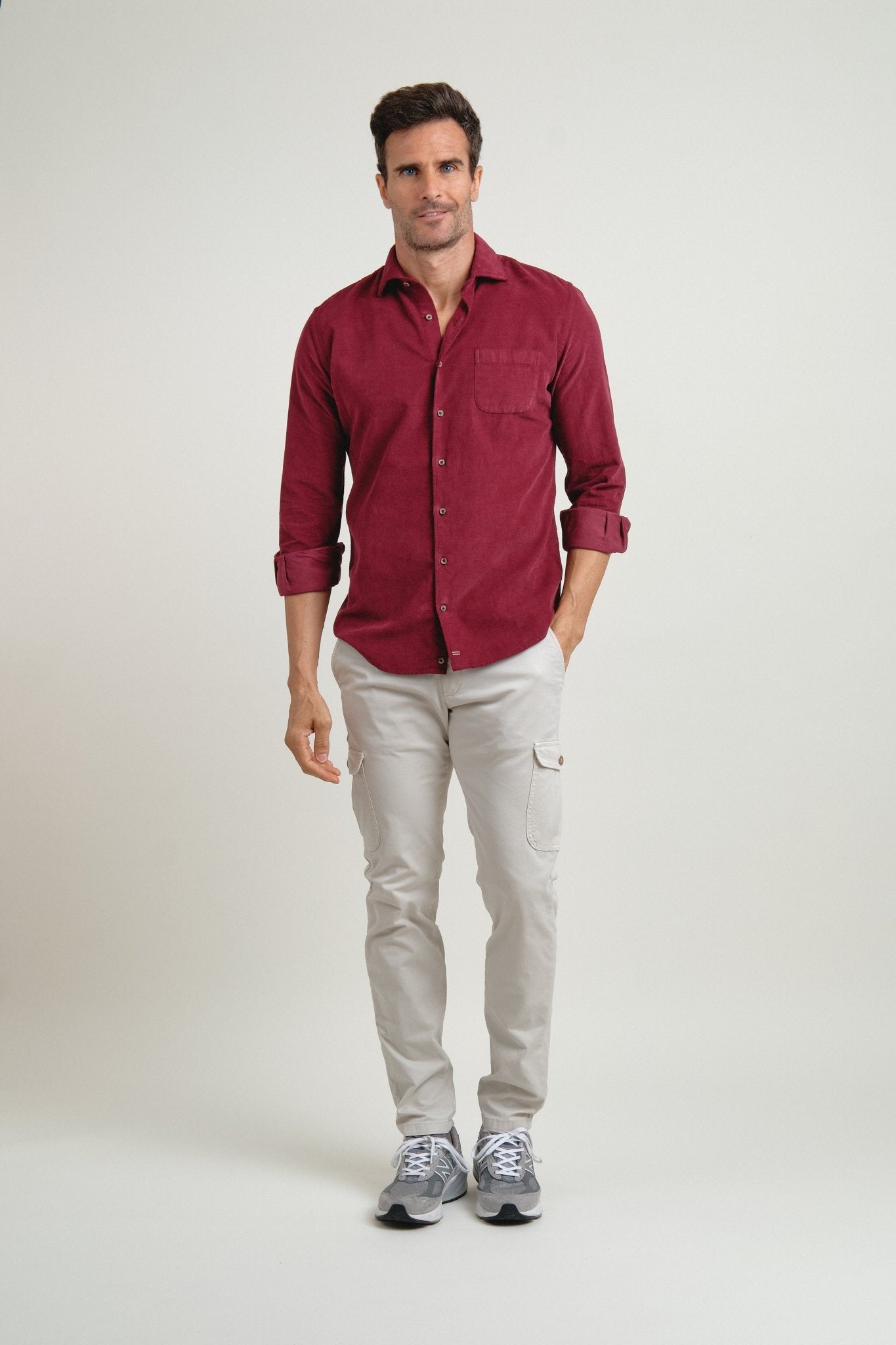 Camisa Micropana Tissor Un Bolsillo Burdeos - Sohhan