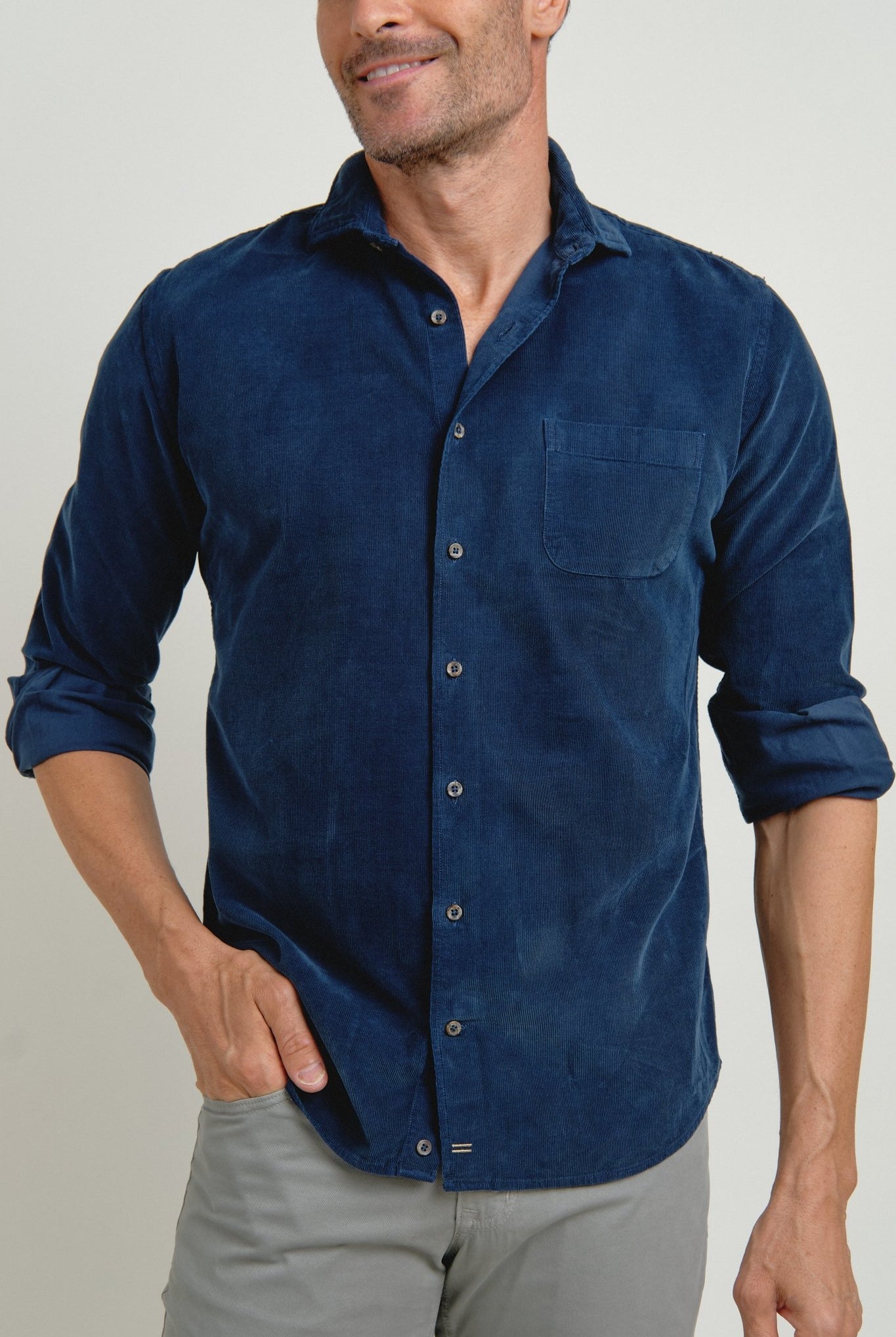 Camisa Micropana Tissor Un Bolsillo Marino - Sohhan