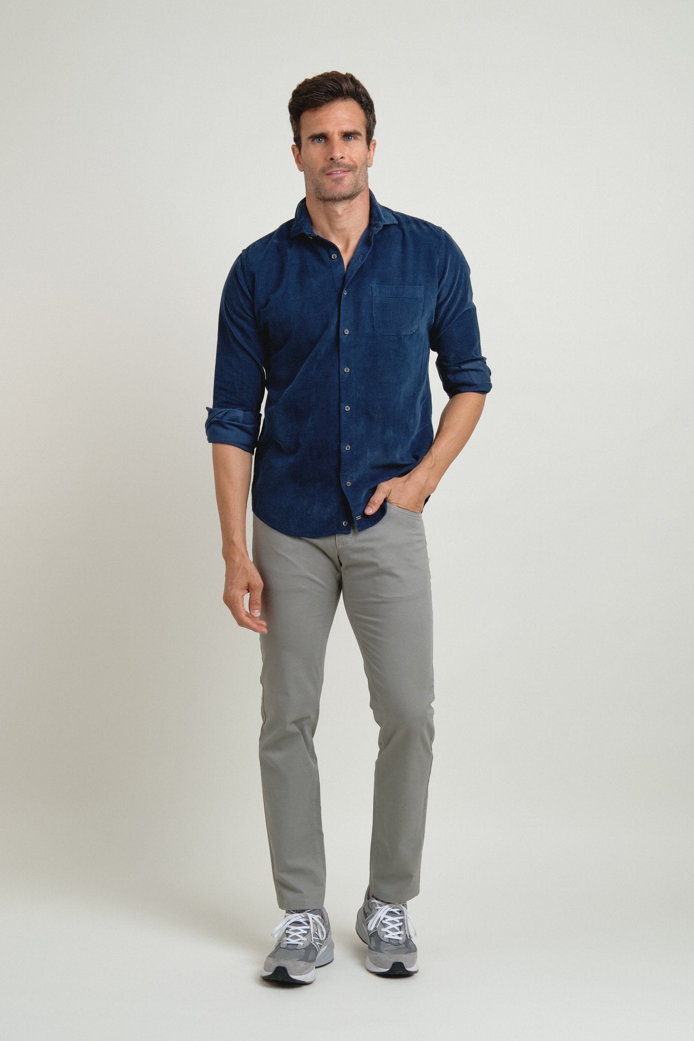 Camisa Micropana Tissor Un Bolsillo Marino - Sohhan