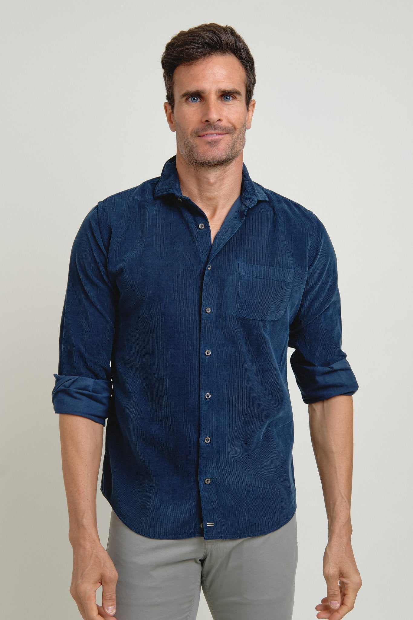 Camisa Micropana Tissor Un Bolsillo Marino - Sohhan