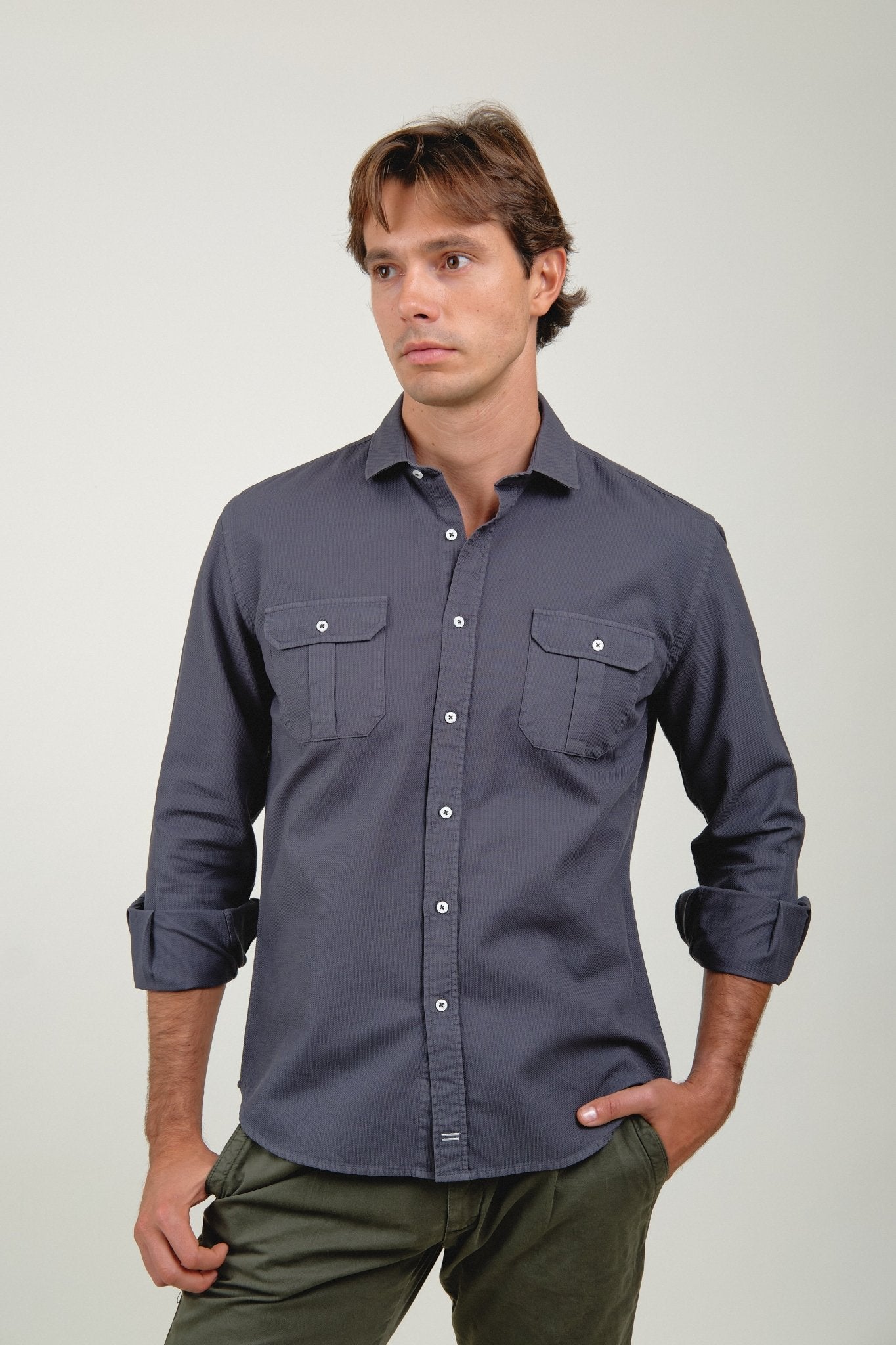 Camisa Noah Nido De Abeja Sahara Marino - Sohhan