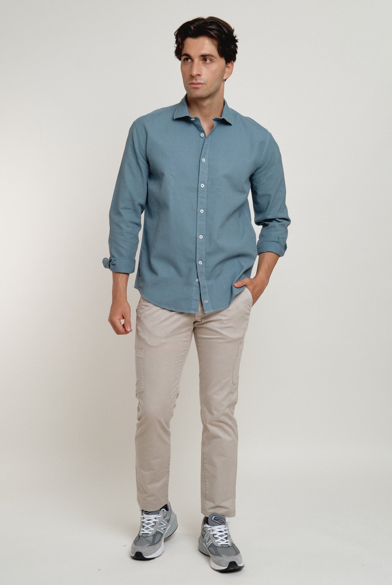 Camisa Nomad Estructura Azul Empolvado - Sohhan