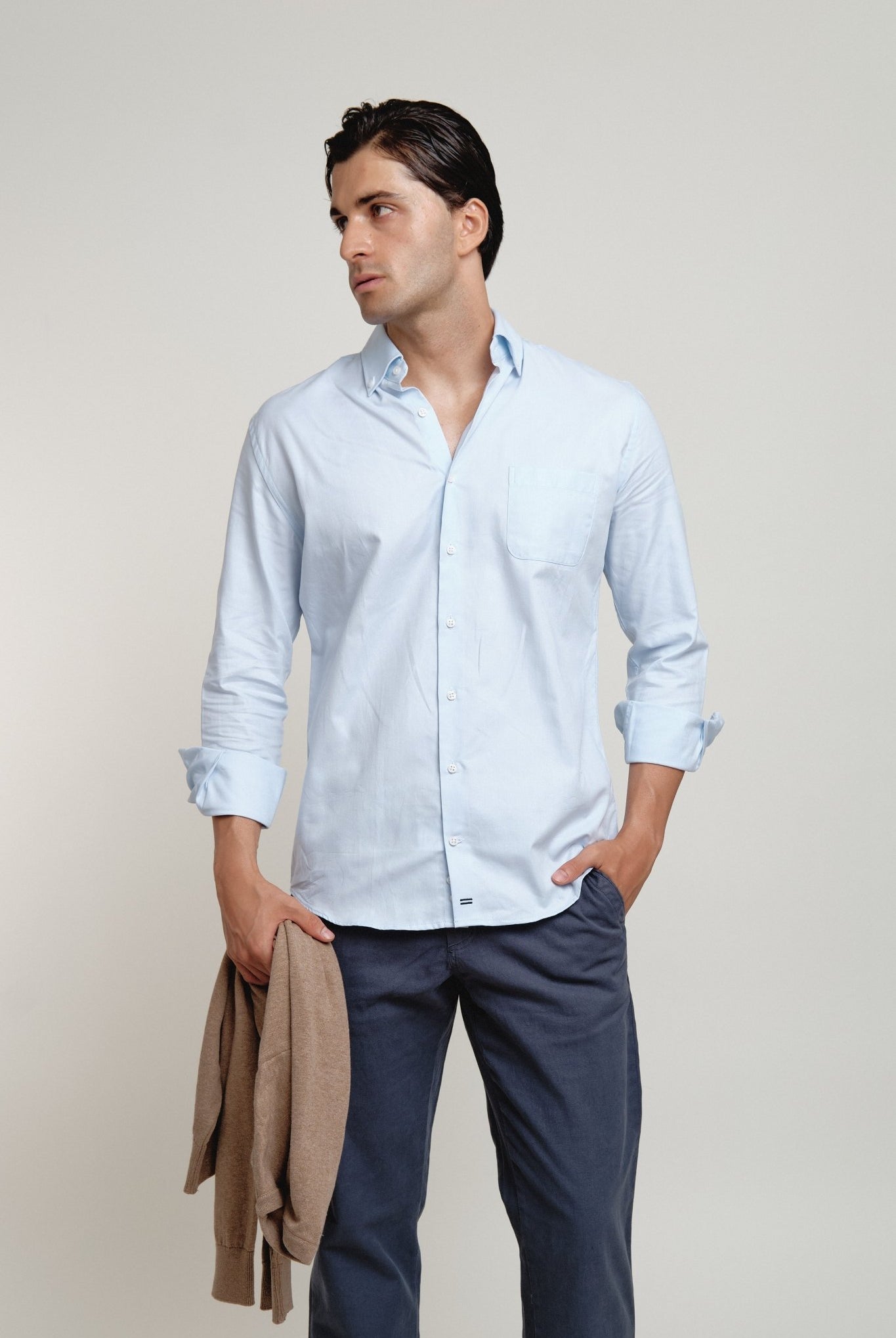 Camisa Oxford Classic Un Bolsillo Celeste - Sohhan