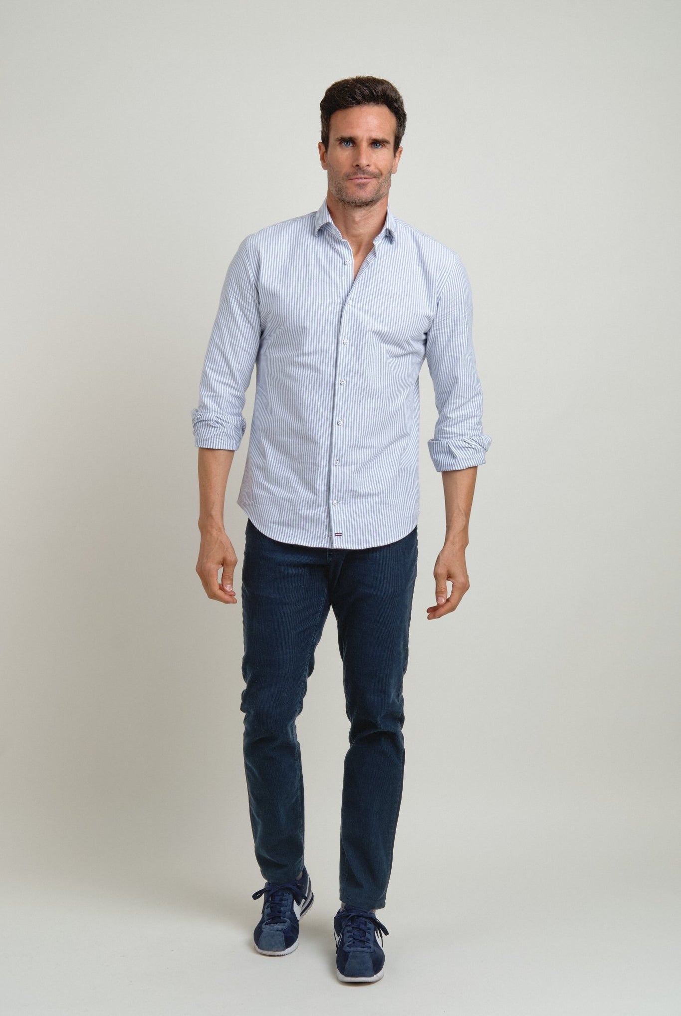 Camisa Soft Touch Rayas Marino - Sohhan