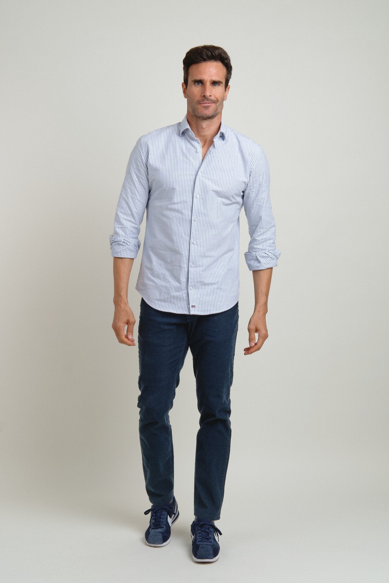 Camisa Soft Touch Rayas Marino - Sohhan