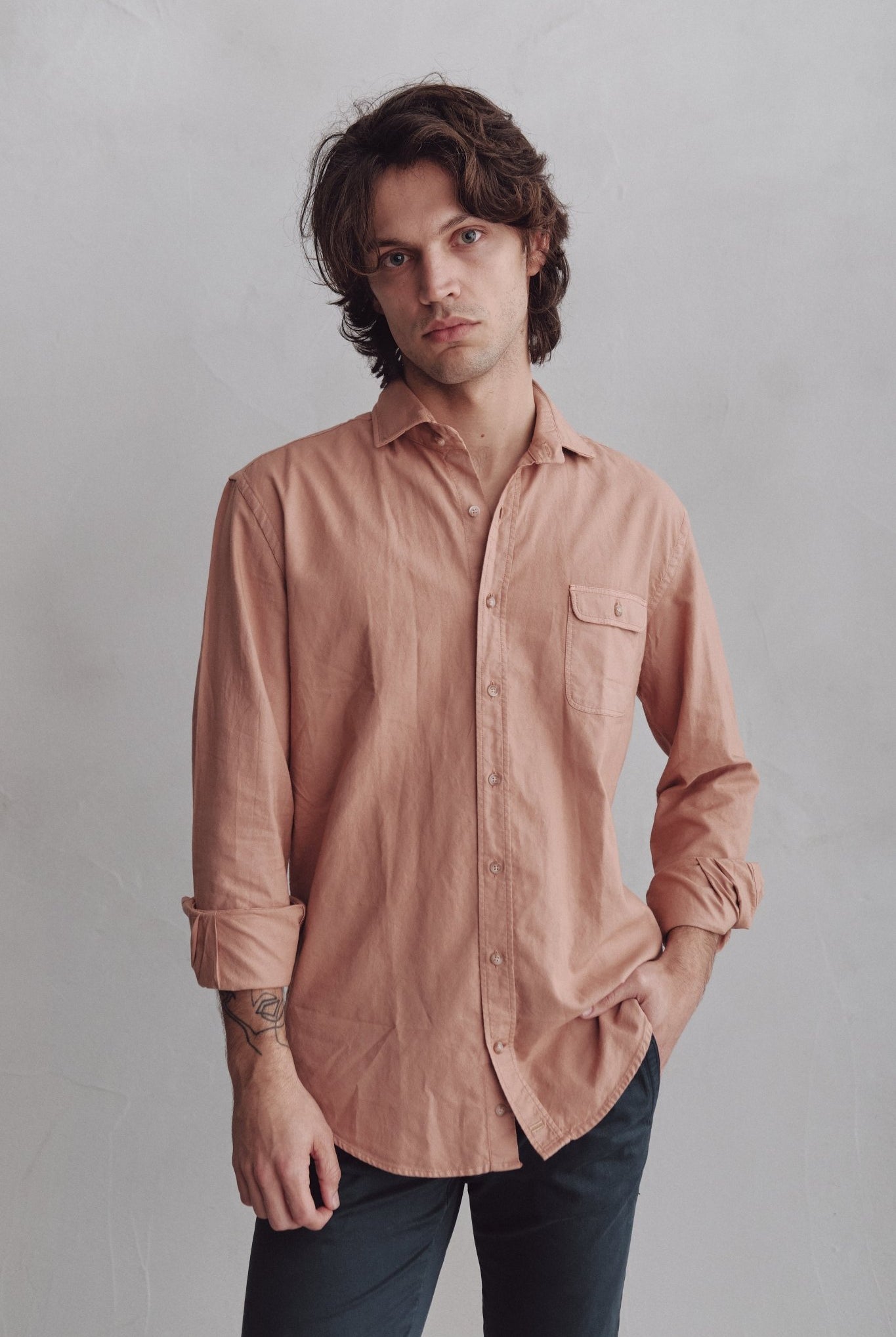 Camisa Troy Un Bolsillo Teja - Sohhan