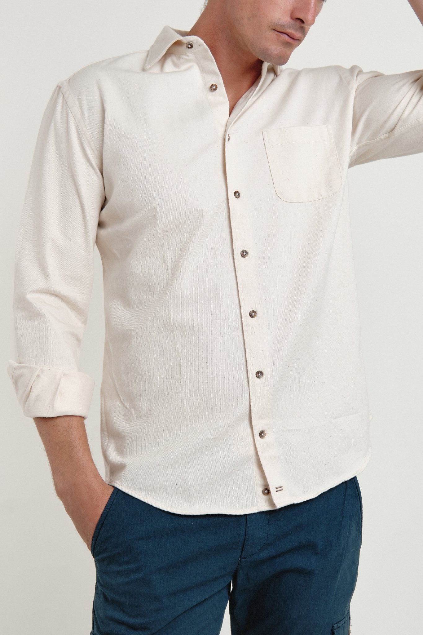 Camisa Vaquera Un Bolsillo Ecru Edition - Sohhan