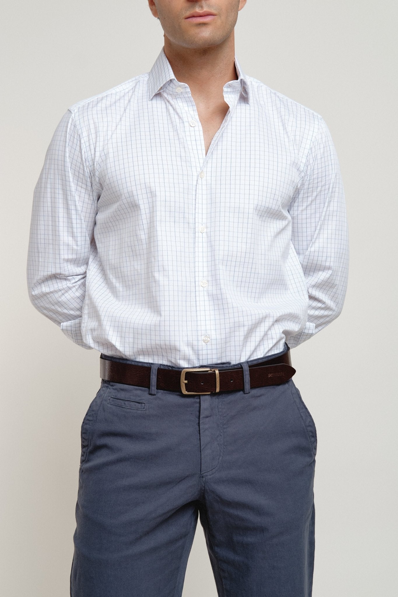 Camisa Verona Cuadros Azul y Marrón - Sohhan