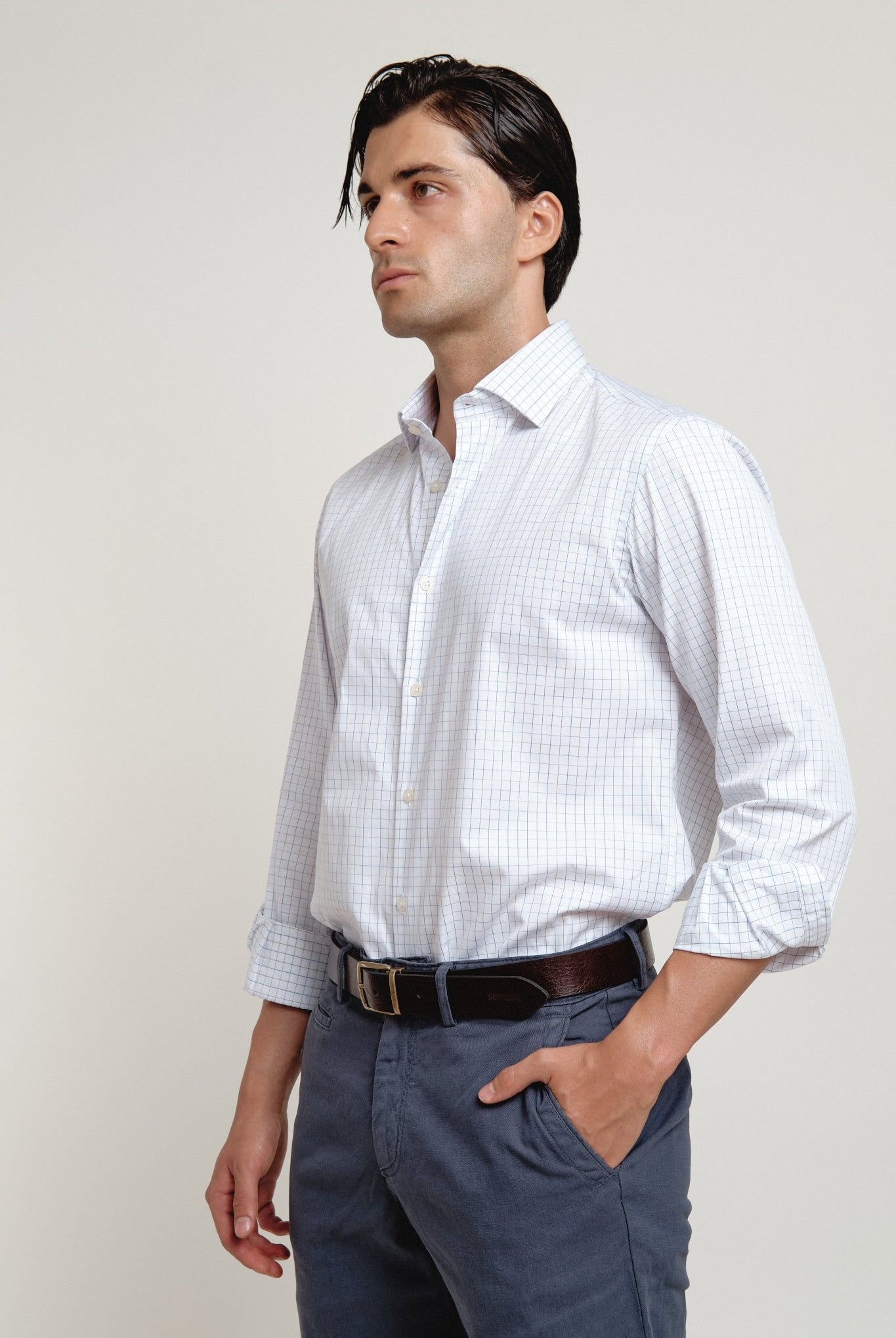 Camisa Verona Cuadros Azul y Marrón - Sohhan