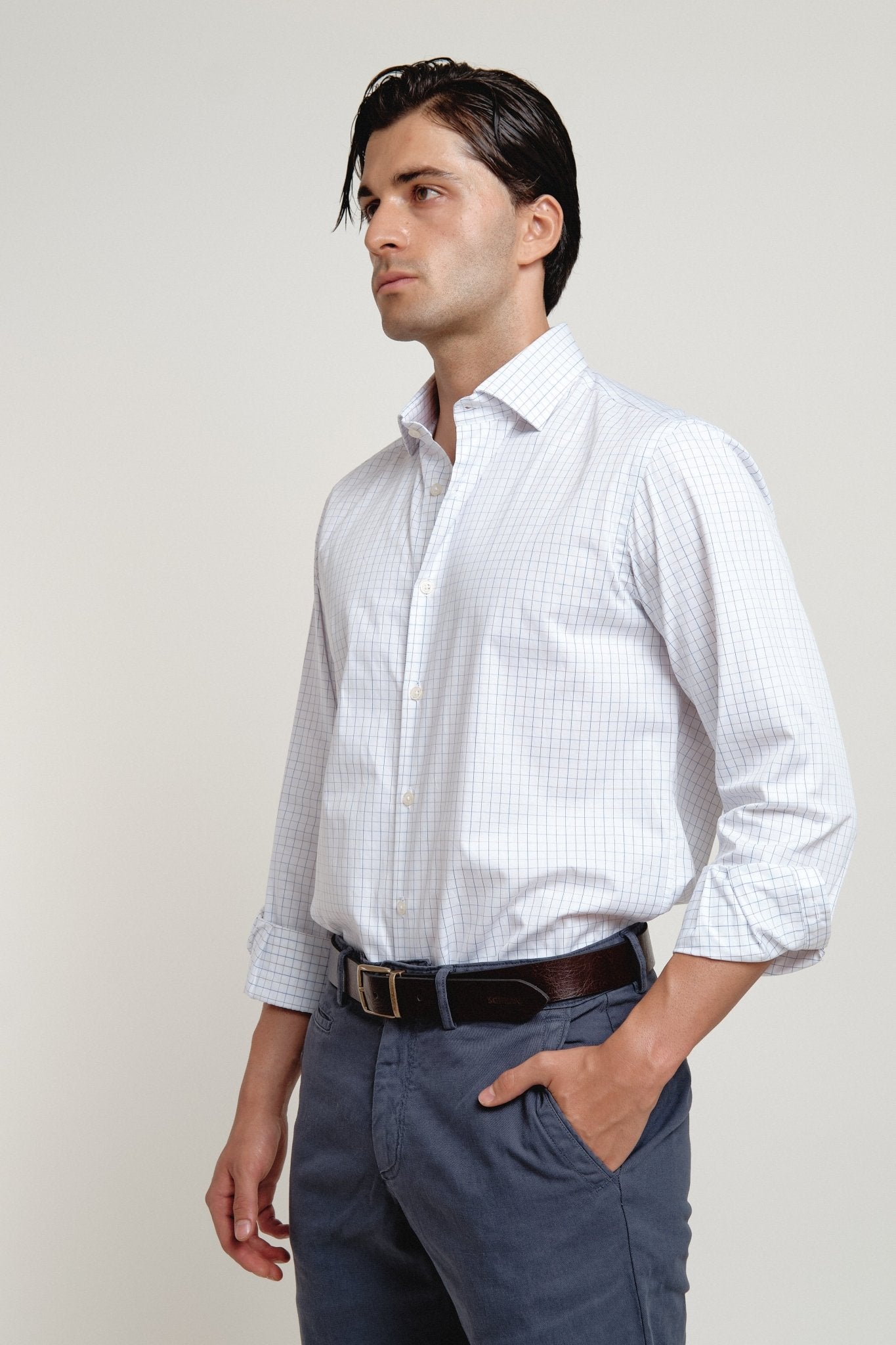 Camisa Verona Cuadros Azul y Marrón - Sohhan