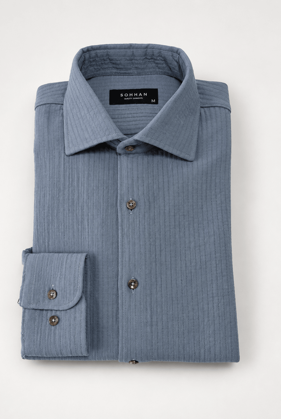 Camisa Wale Azul Empolvado - Sohhan