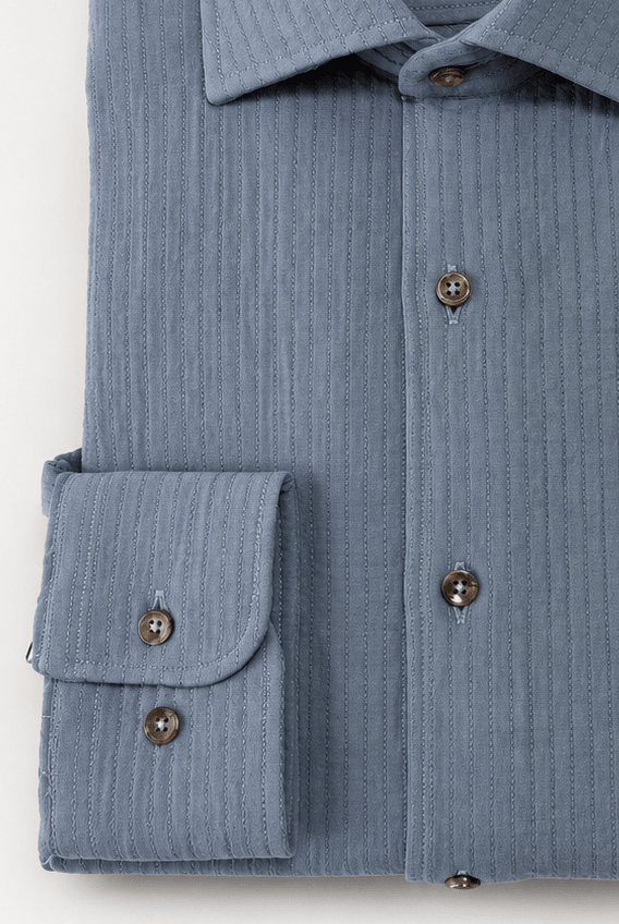 Camisa Wale Azul Empolvado - Sohhan