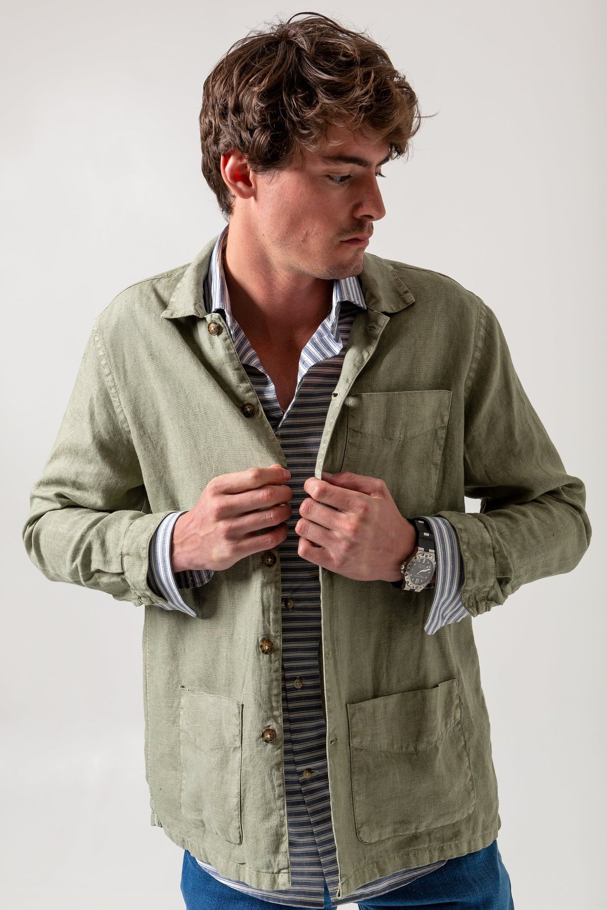 Chaqueta Sport lino verde caza - Sohhan