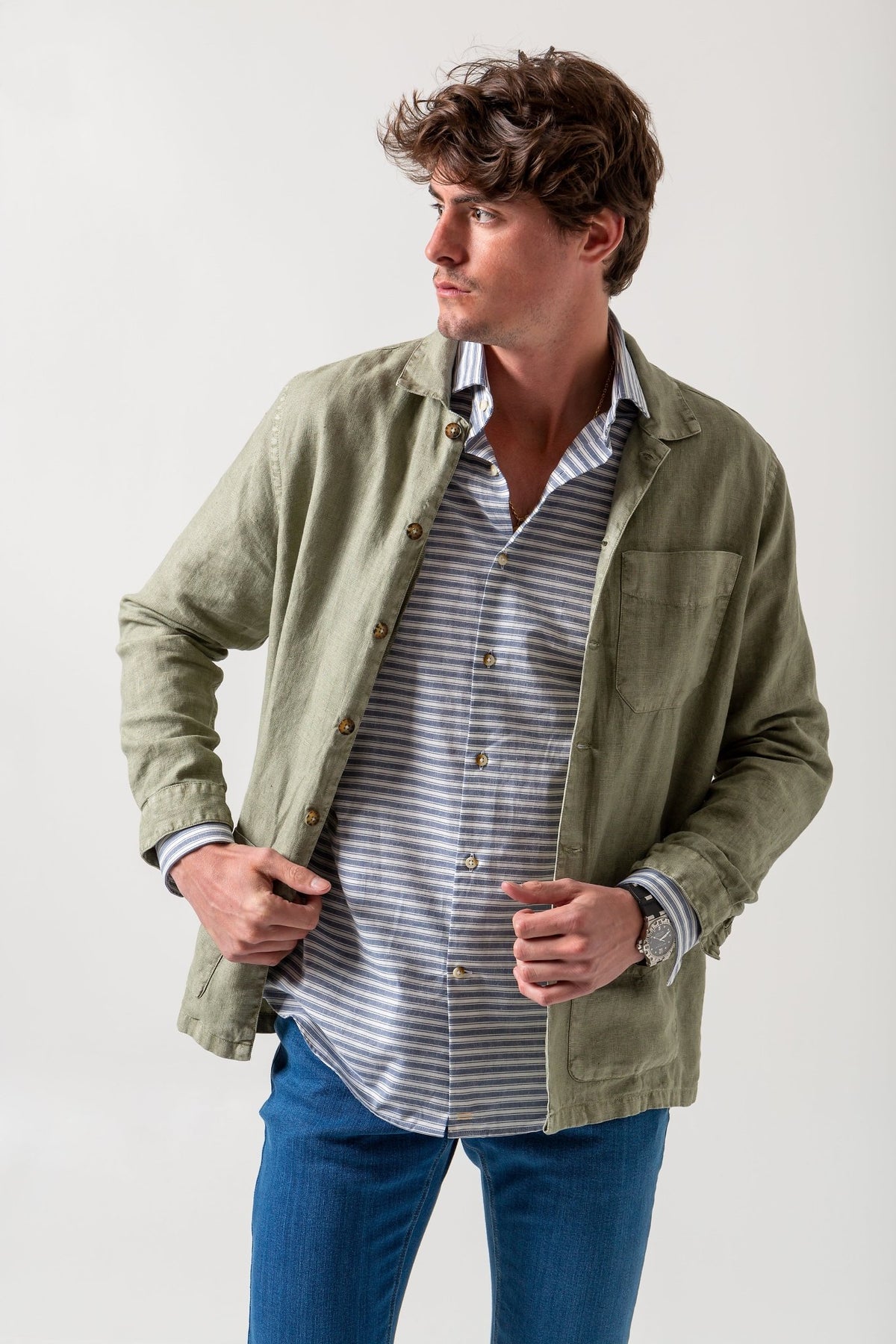 Chaqueta Sport lino verde caza - Sohhan