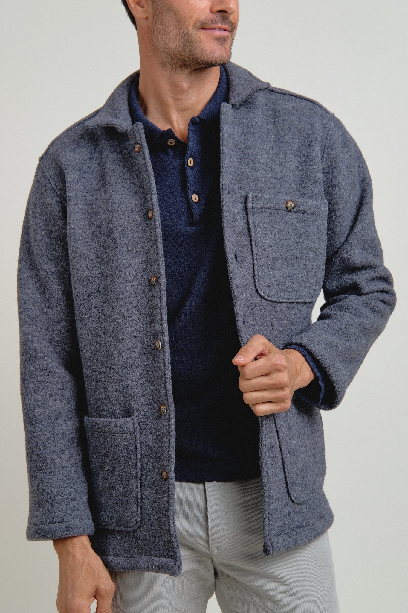 Chaqueta Wool Melange Gris - Sohhan