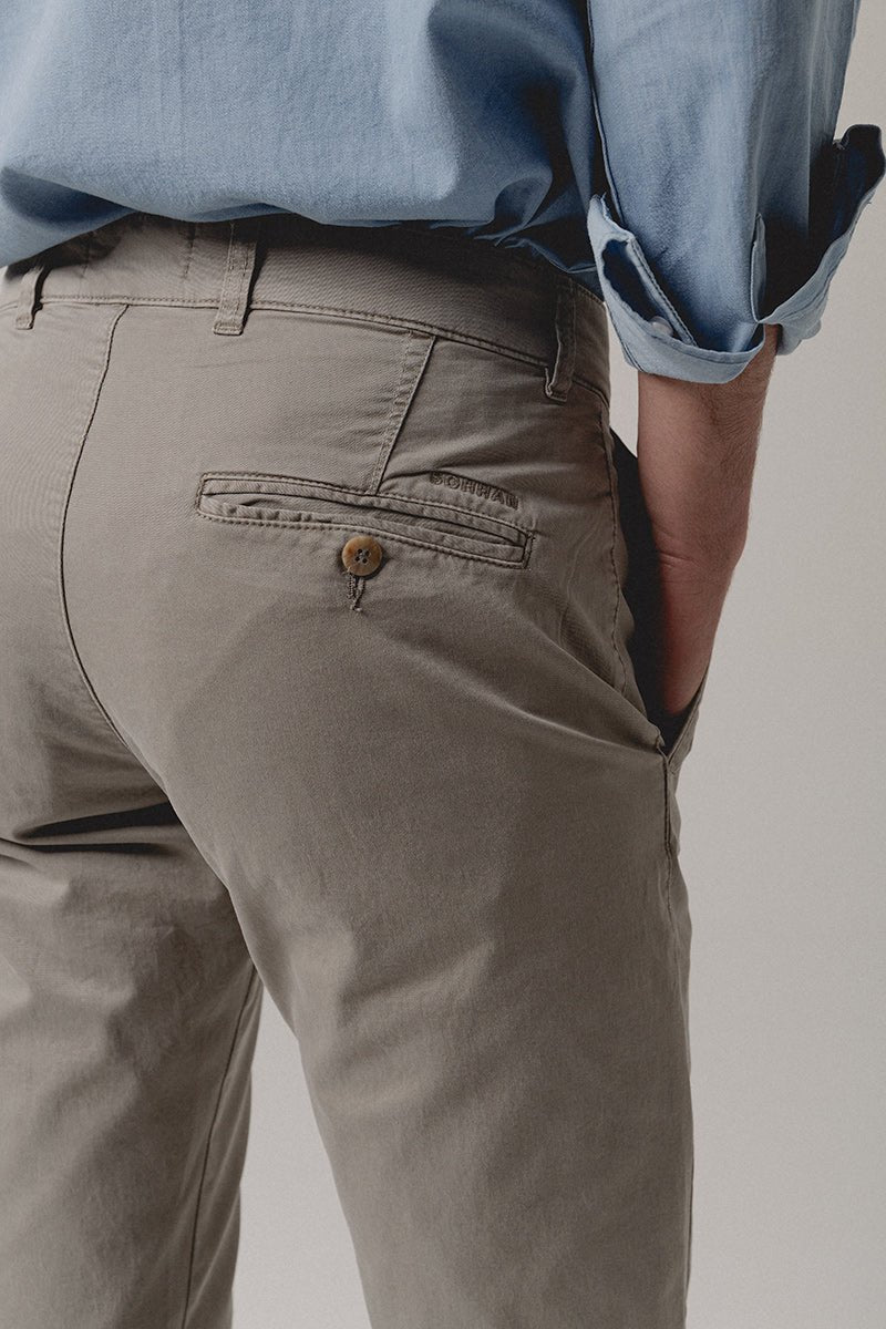 Pantalón Chino Pinza Paul Gris Verdoso - Sohhan