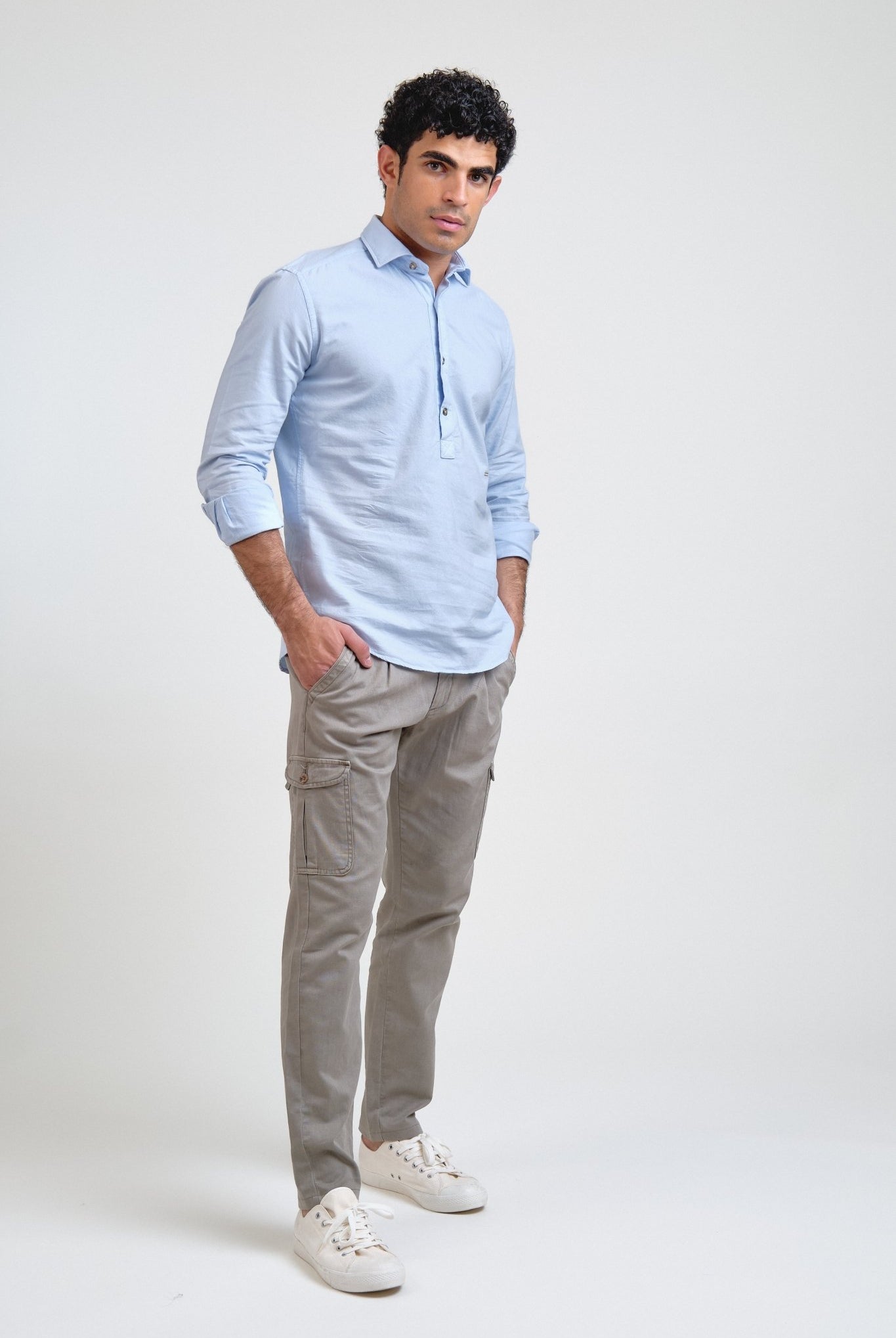 Polera Essential Oxford Celeste - Sohhan