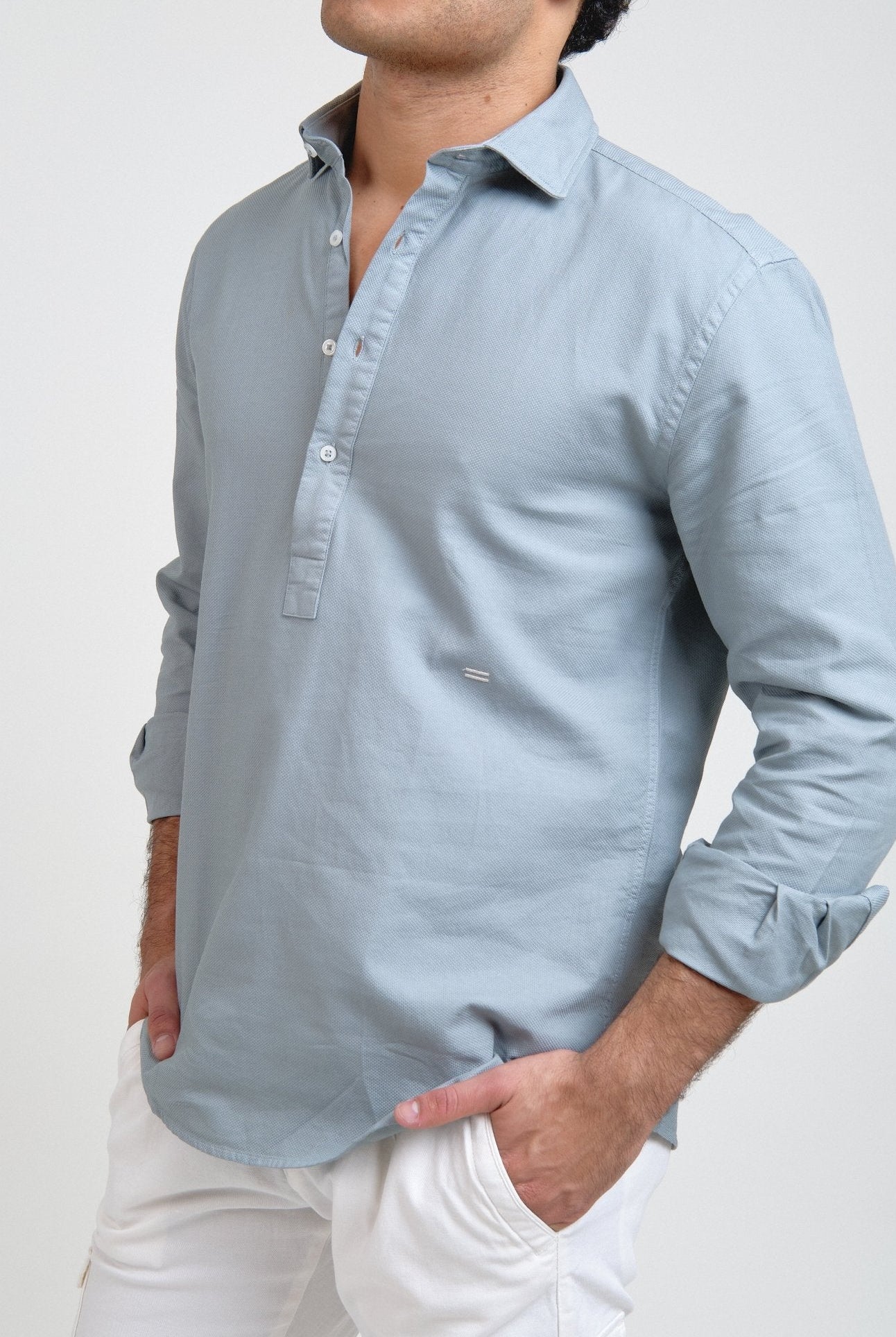 Polera Milo Nido De Abeja Celeste Grisáceo - Sohhan