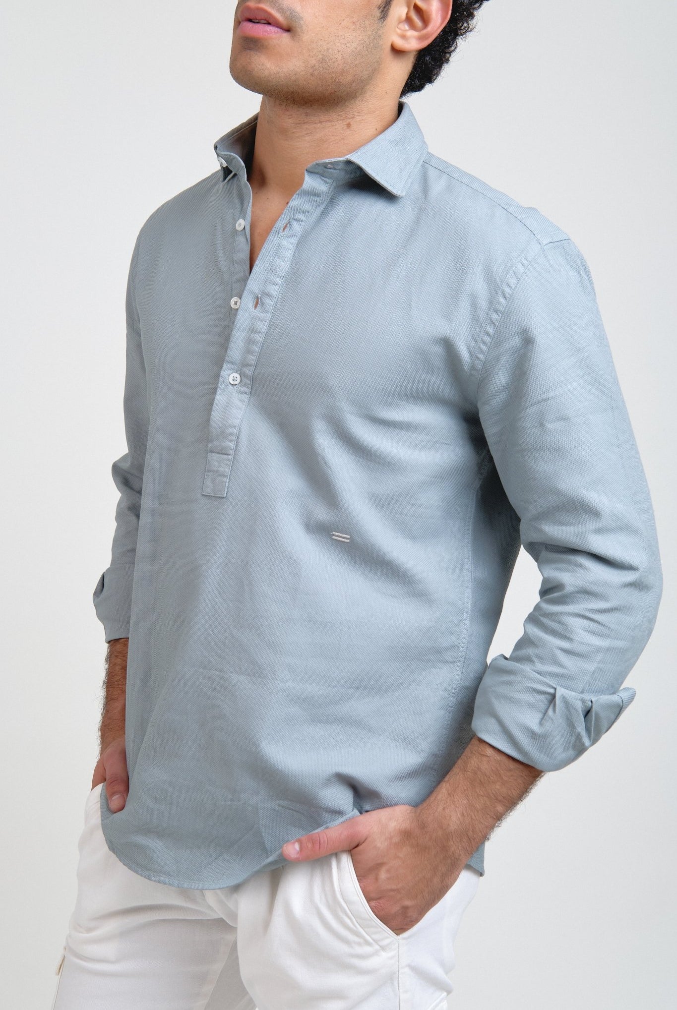 Polera Milo Nido De Abeja Celeste Grisáceo - Sohhan