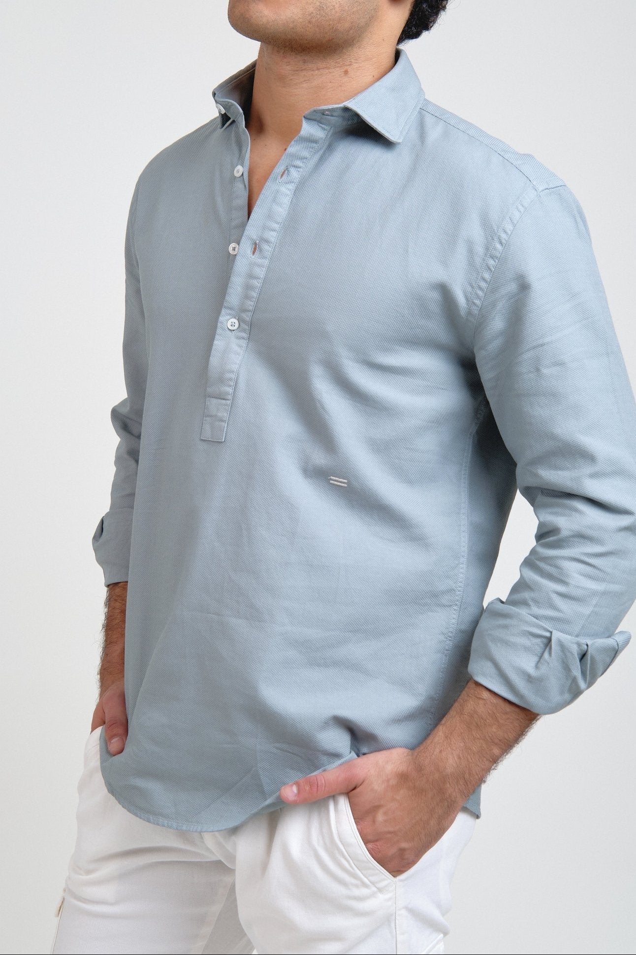 Polera Milo Nido De Abeja Celeste Grisáceo - Sohhan
