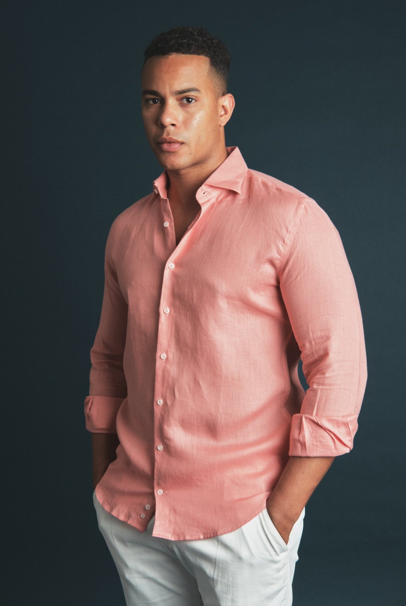 Pure Linen Shirt Coral Hustle Heritage - Sohhan