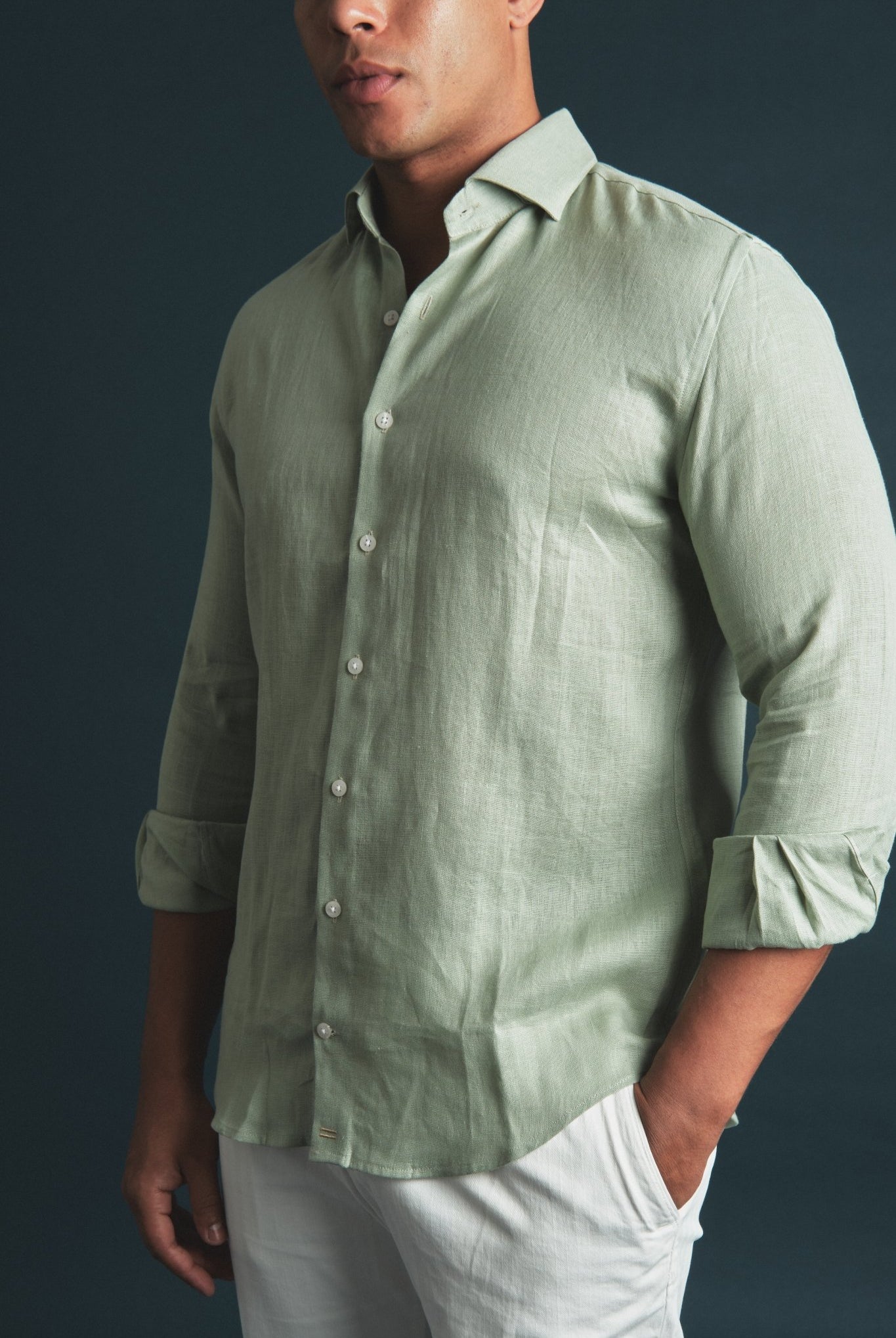 Pure Linen Shirt Green Hustle Heritage - Sohhan