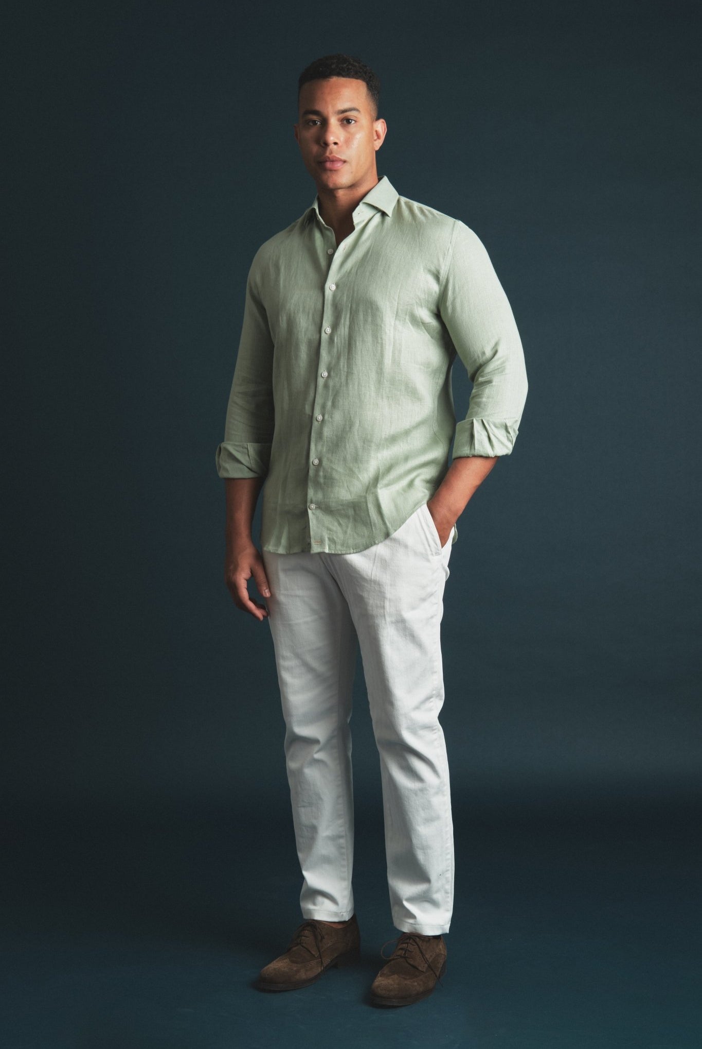 Pure Linen Shirt Green Hustle Heritage - Sohhan