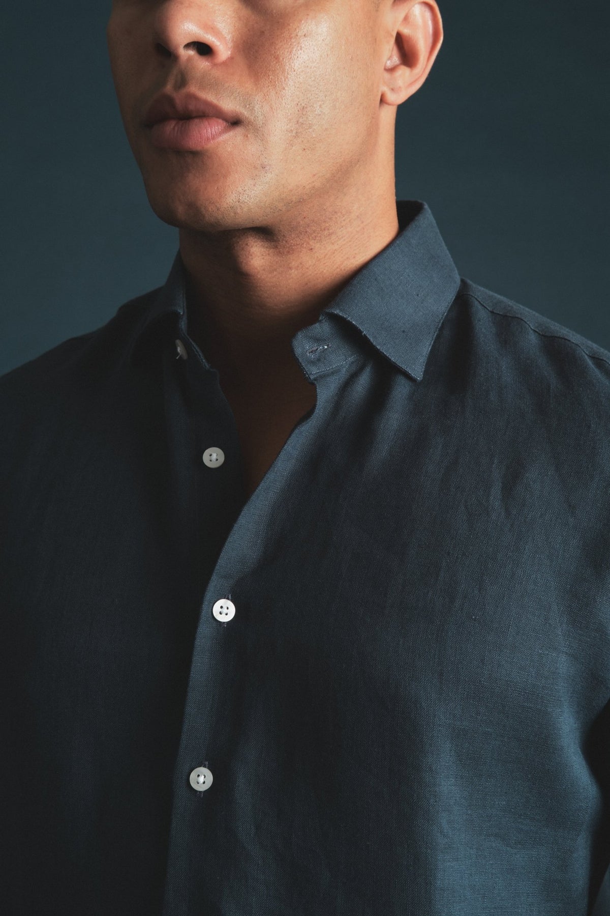 Pure Linen Shirt Navy Hustle Heritage - Sohhan