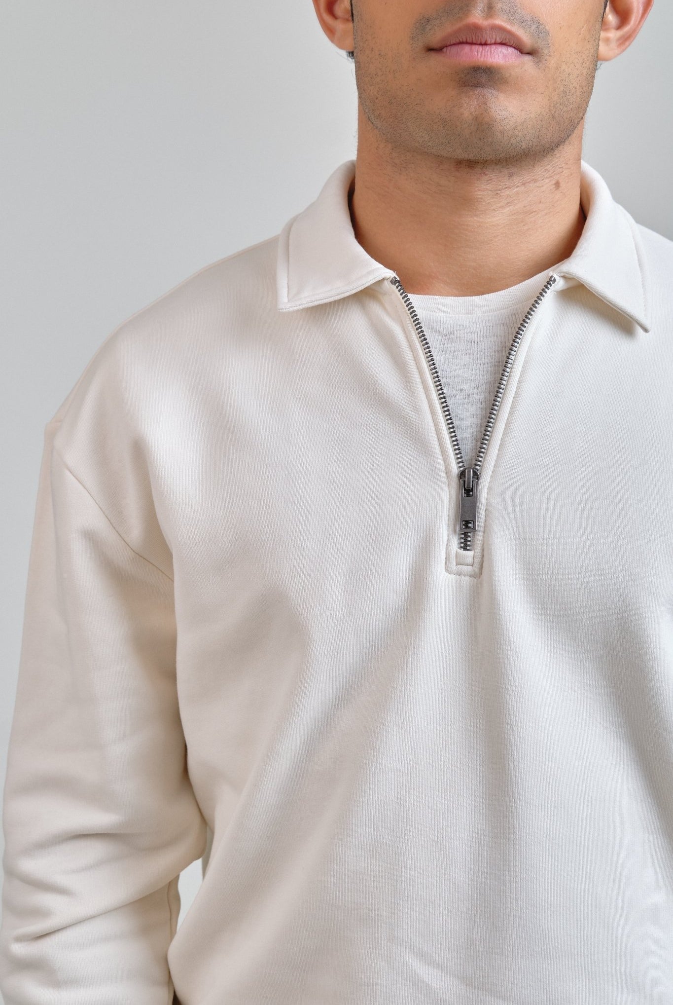 Sudadera Siroco Cuello Camisero Crudo - Sohhan