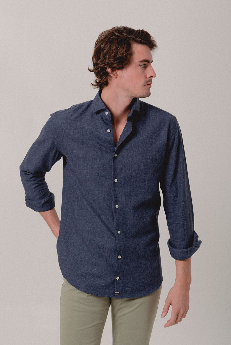 Camisa Franela azul Formentera - Sohhan