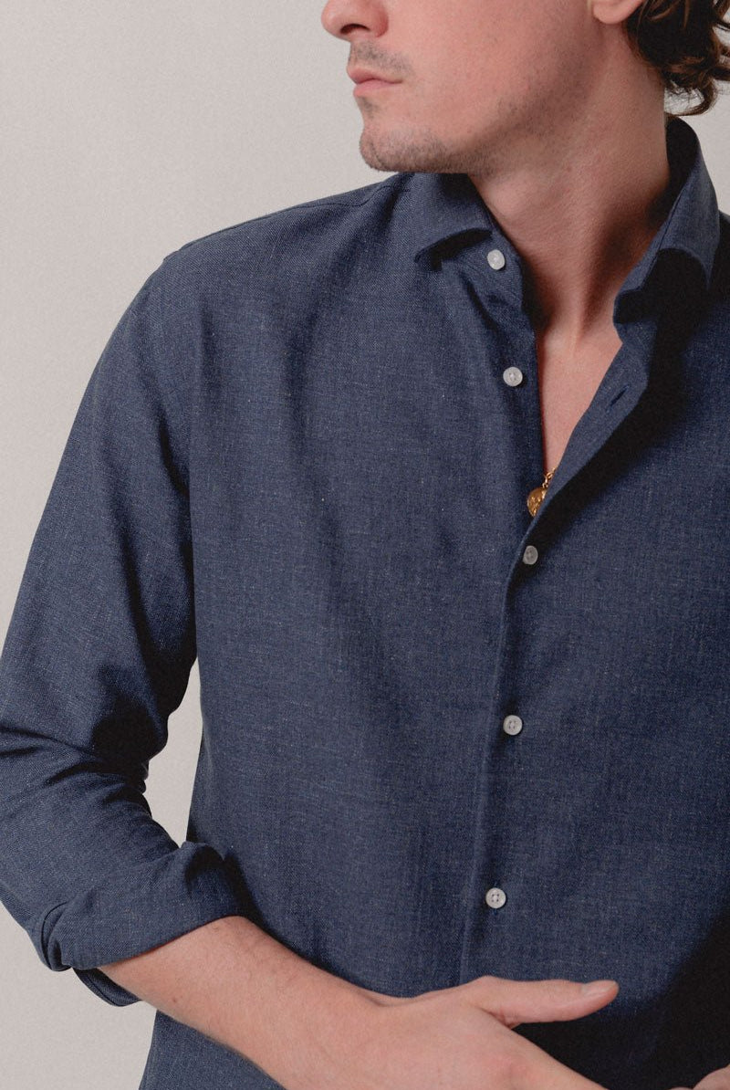 Camisa Franela azul Formentera - Sohhan