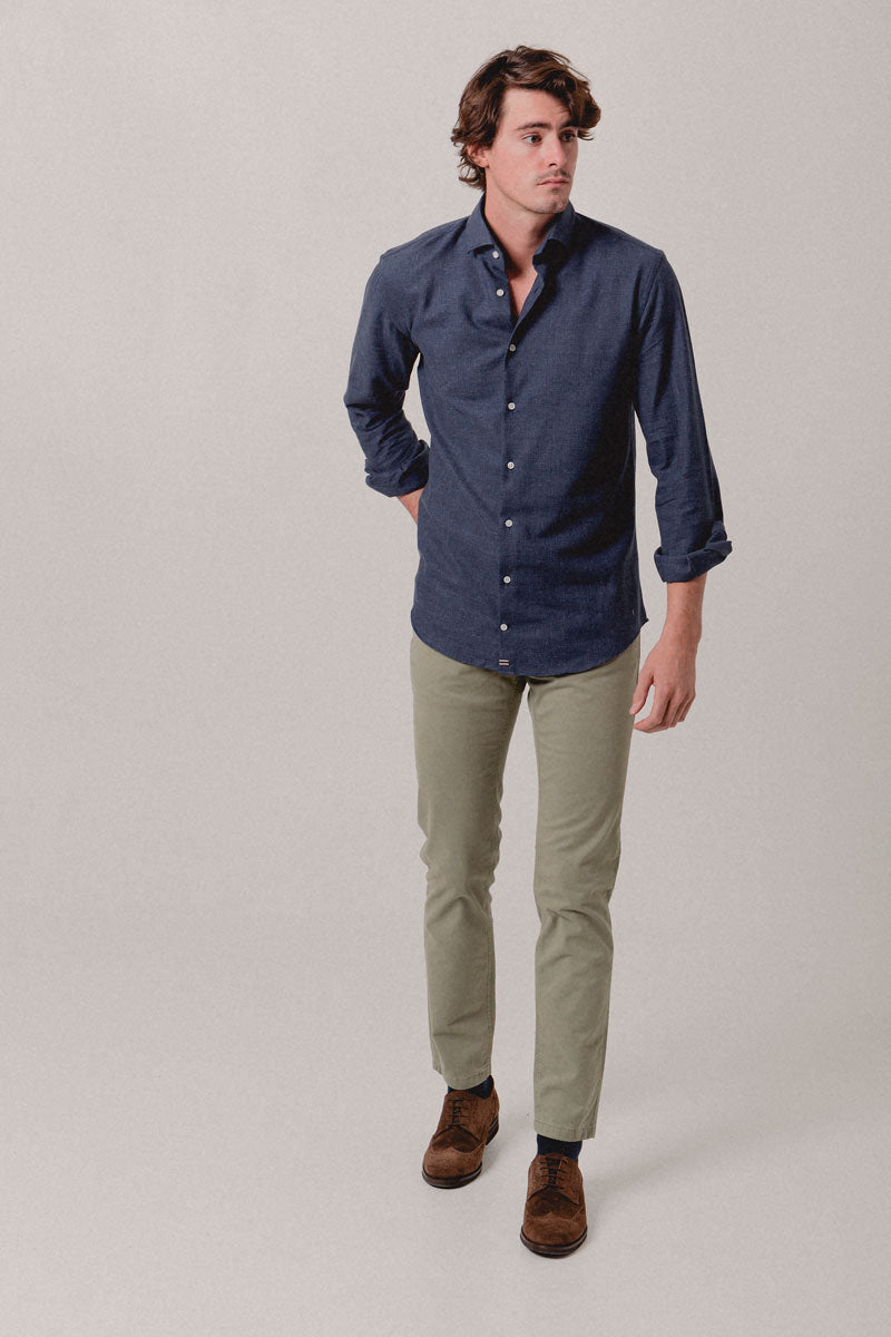 Camisa Franela azul Formentera - Sohhan