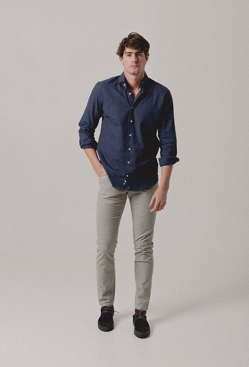 Camisa Franela Azul Marino - Sohhan